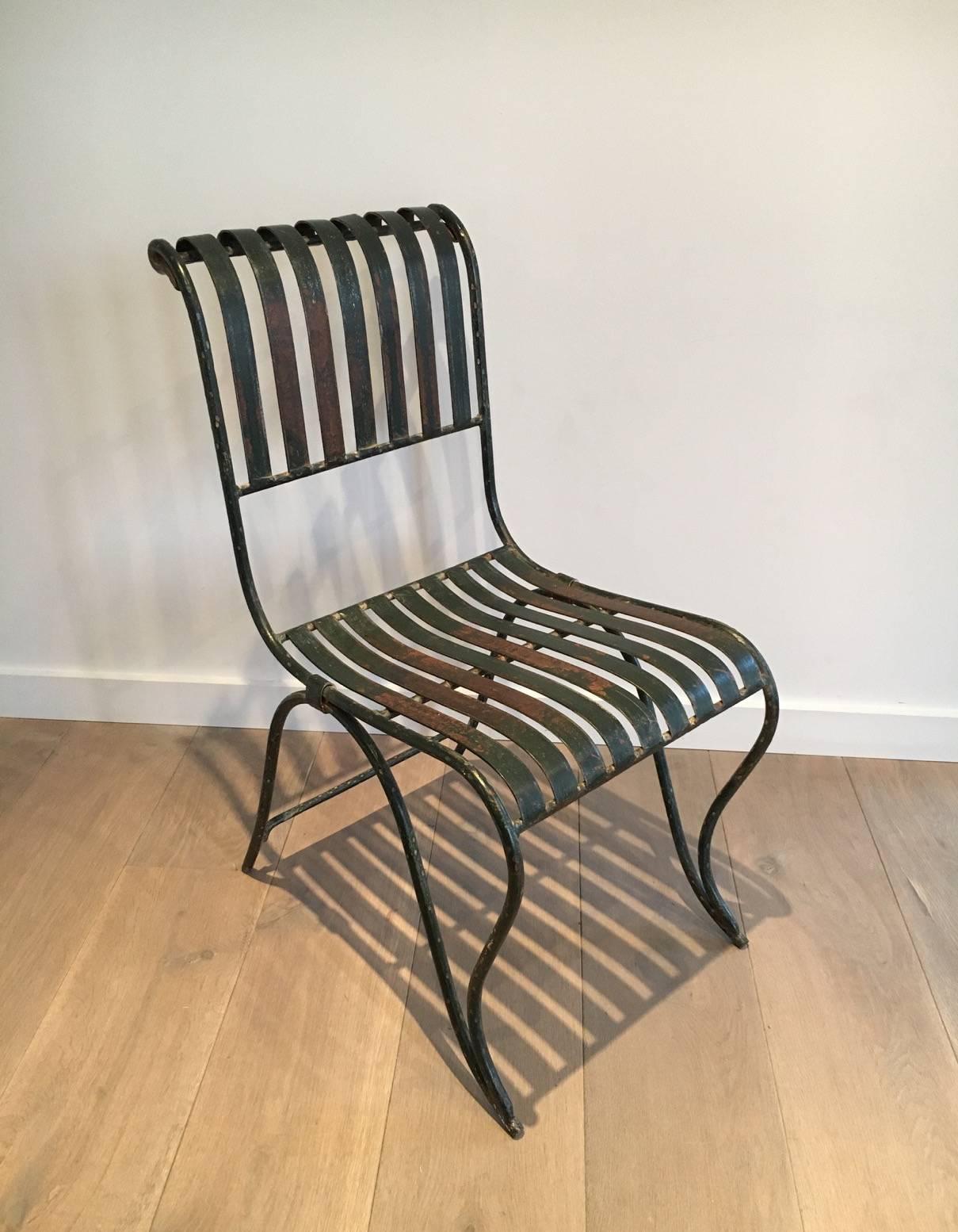 Painted French Wrought Iron Garden Chair