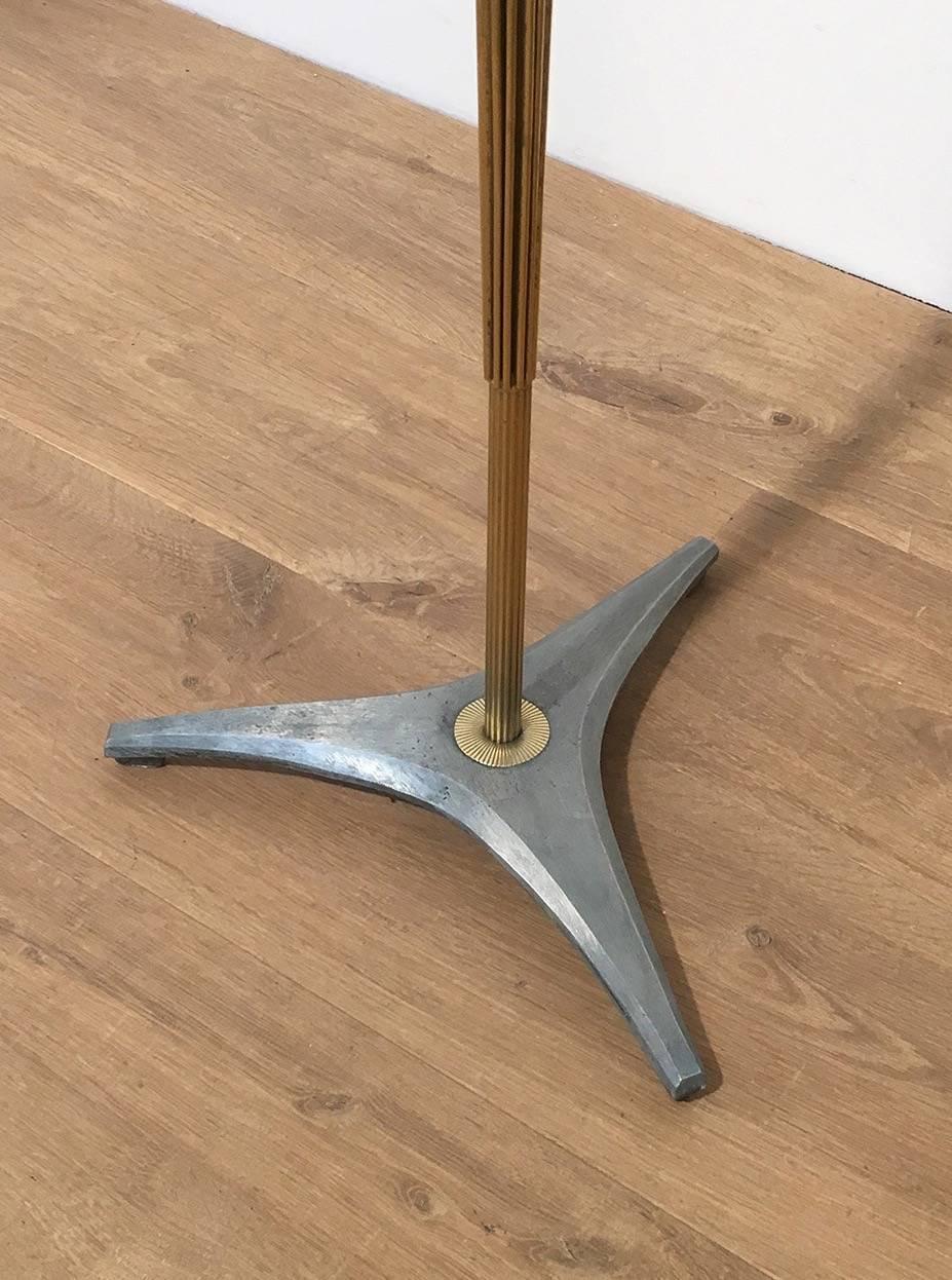 Brass and Brushed Aluminum Floor Lamp In Good Condition In Buchanan, NY