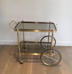 French Brass Bar Cart with Removable Trays