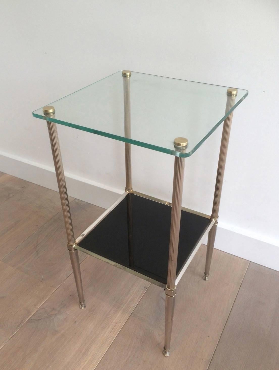 Pair of French Silvered Brass and Glass End Tables In Good Condition In Buchanan, NY