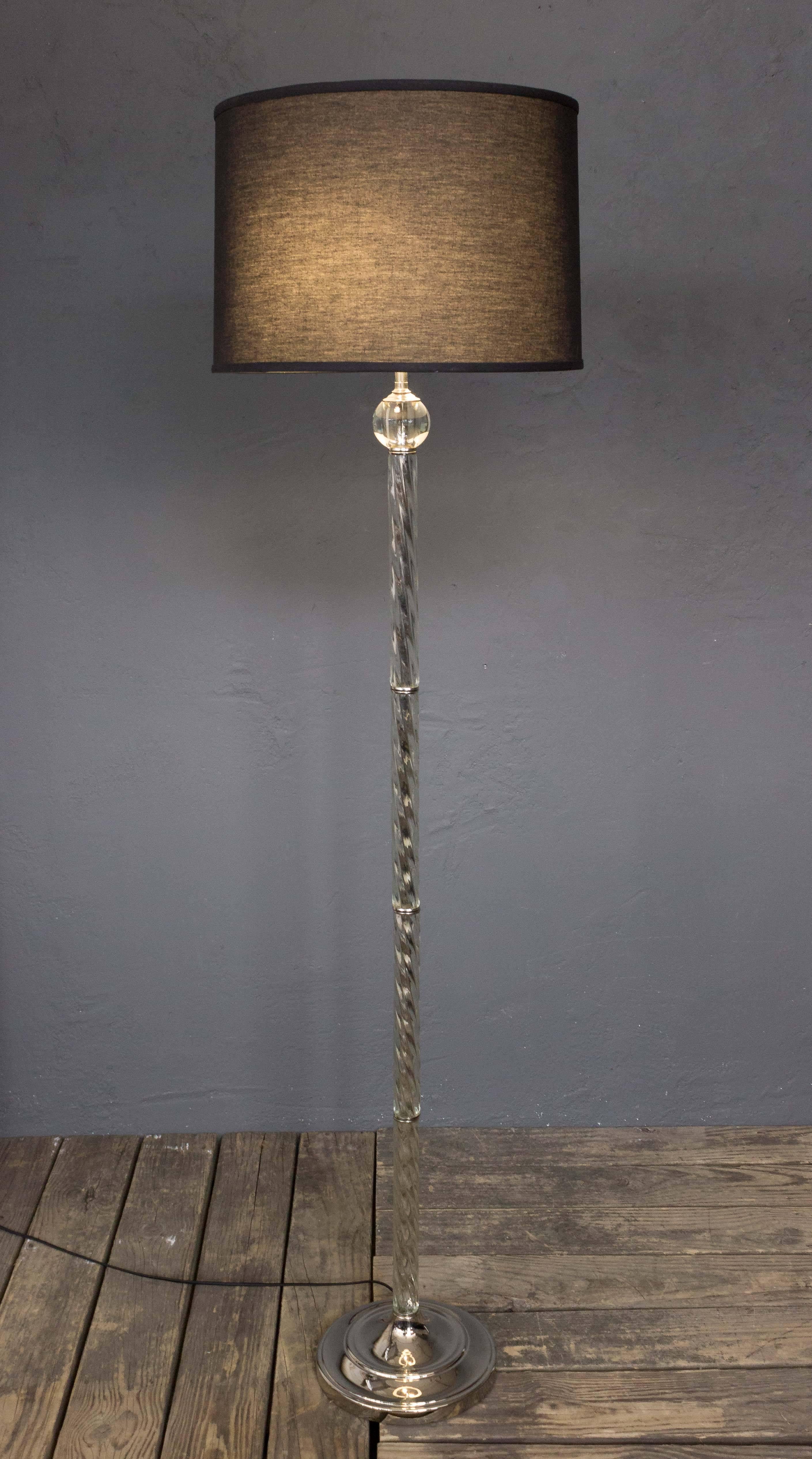 American 1930s Glass and Metal Floor Lamp In Good Condition For Sale In Buchanan, NY