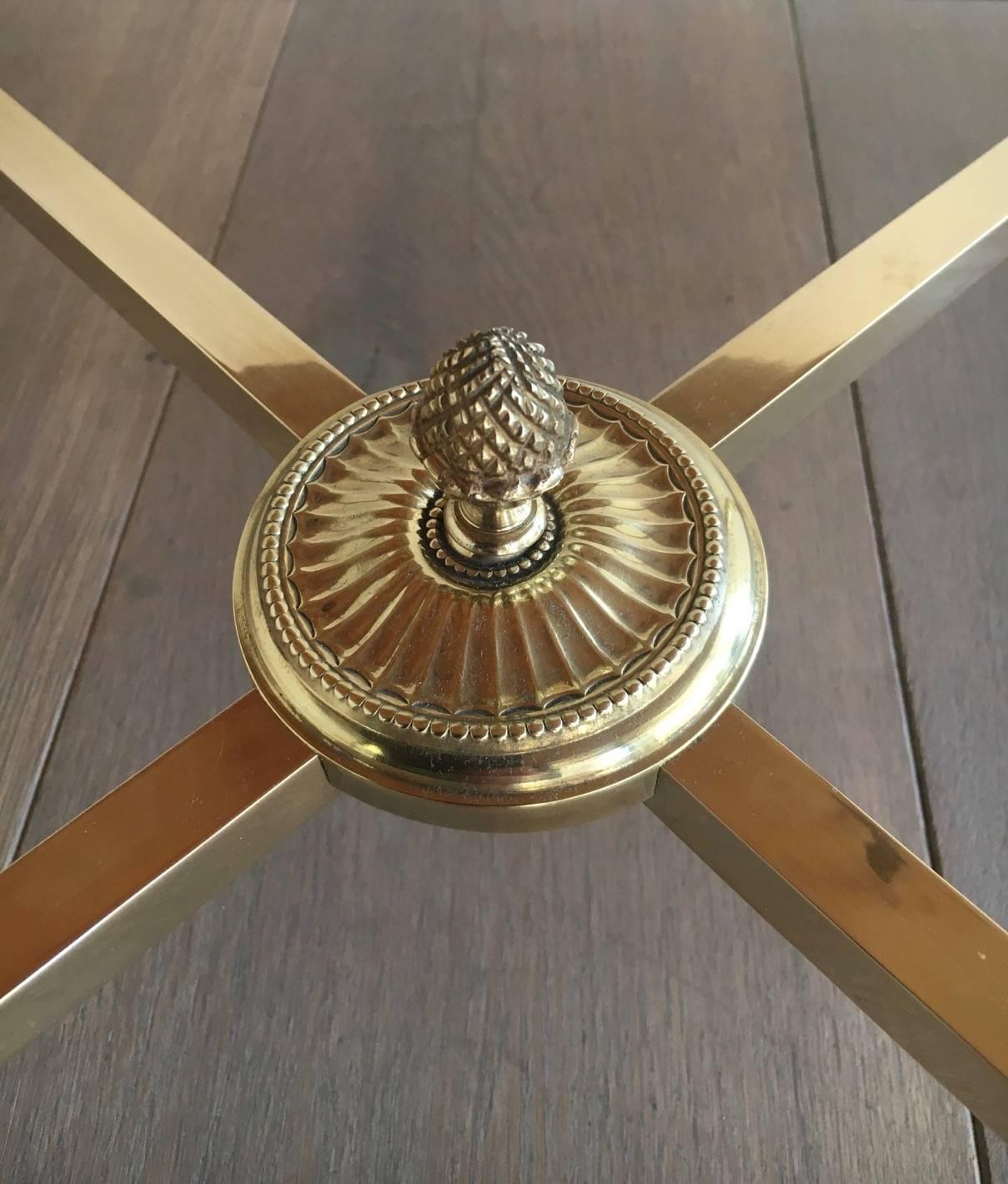 Round Brass Coffee Table with Onyx Top by Maison Bagués, circa 1940 2