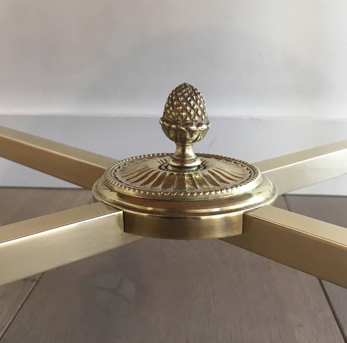 Round Brass Coffee Table with Onyx Top by Maison Bagués, circa 1940 4