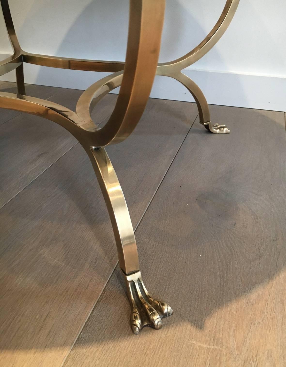 Brass and Black Glass Coffee Table by Maison Jansen 1