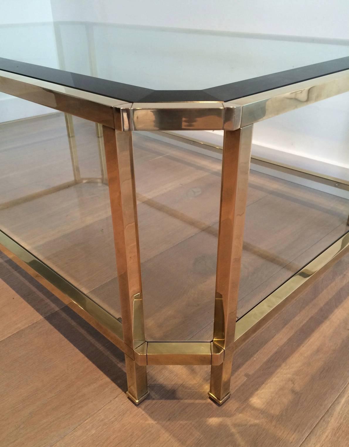 Large Octagonal Brass Two Tiered Coffee Table 1