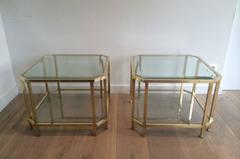 Pair of Octagonal Brass Side Tables