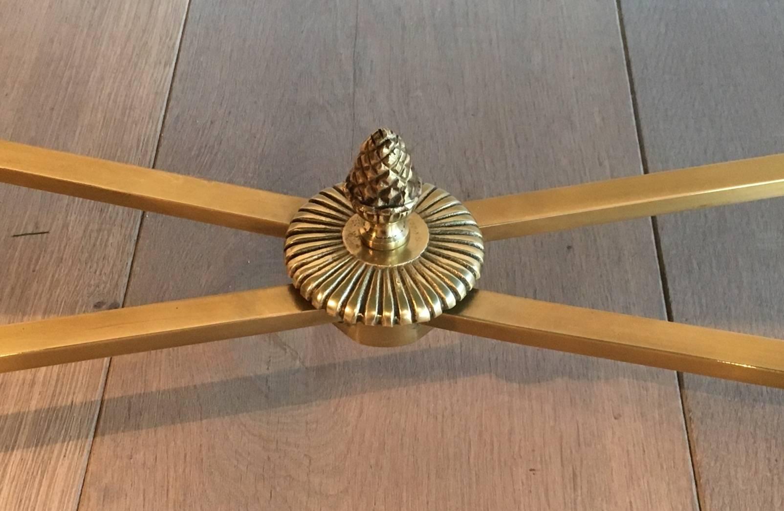 French Brass and Antiqued Mirror Coffee Table, 1940s 1
