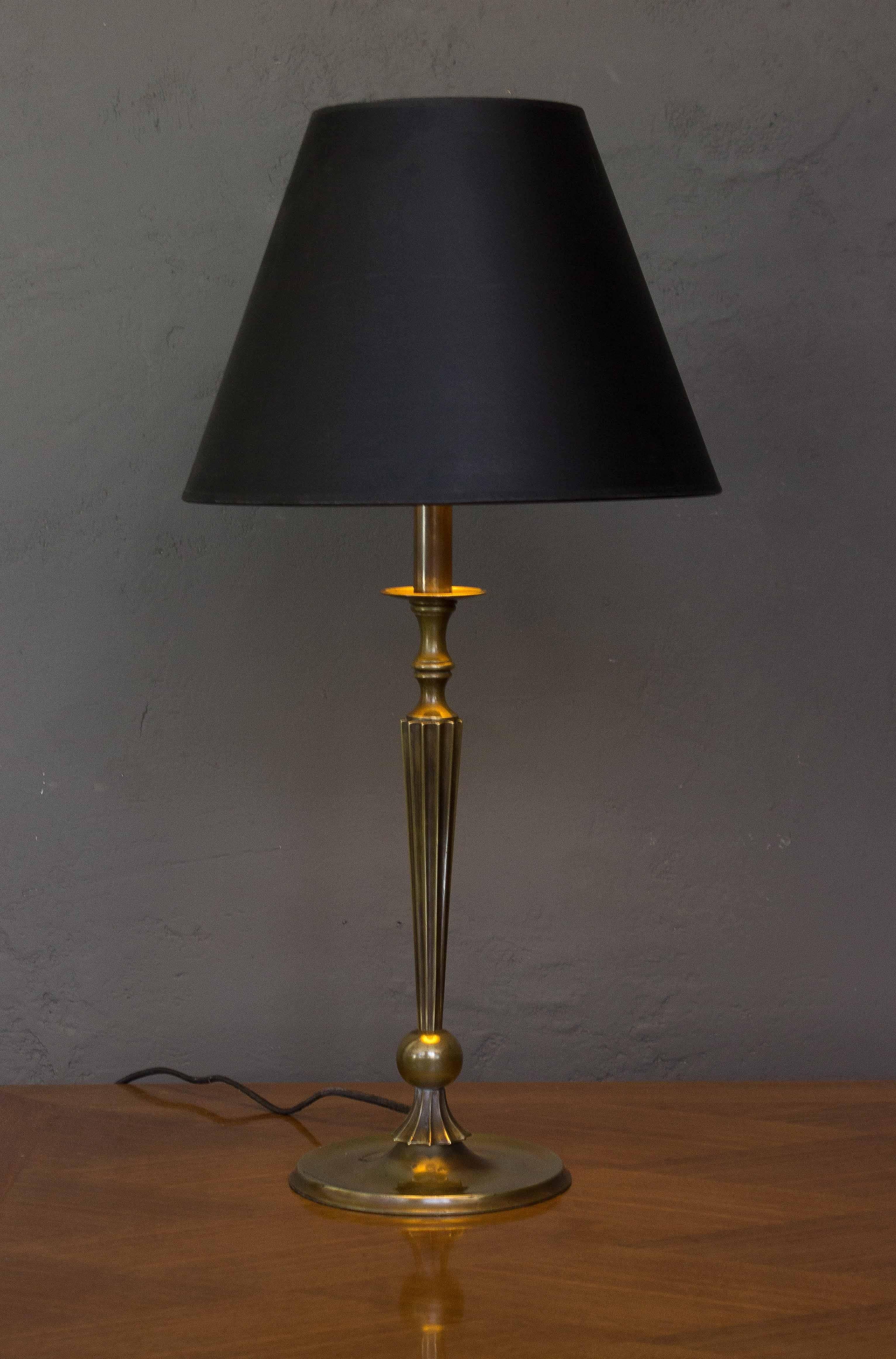 Pair of 1940s French Brass Table Lamps  For Sale 1