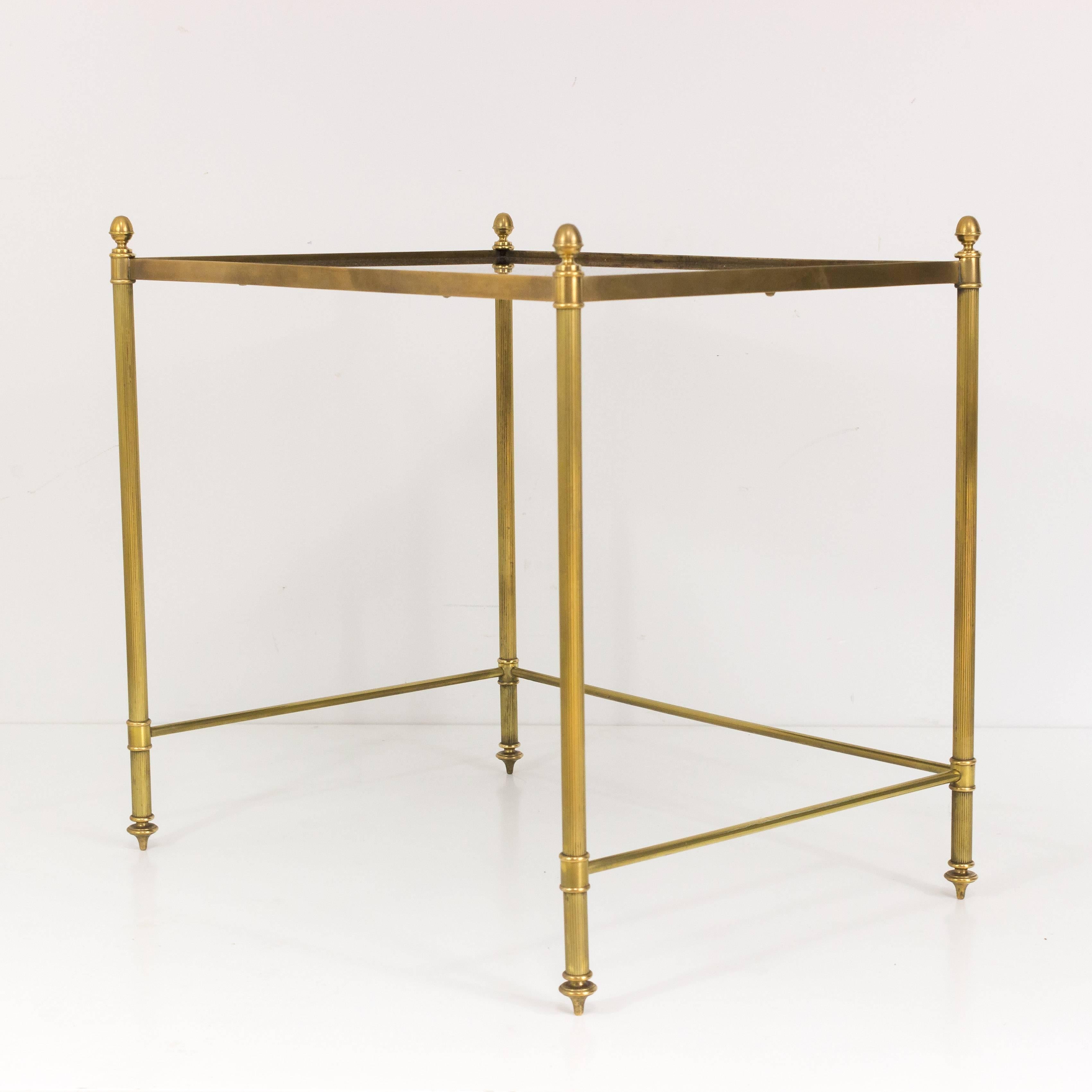 Mid-Century Modern Set of Black Glass and Brass Nesting Tables by Maison Jansen