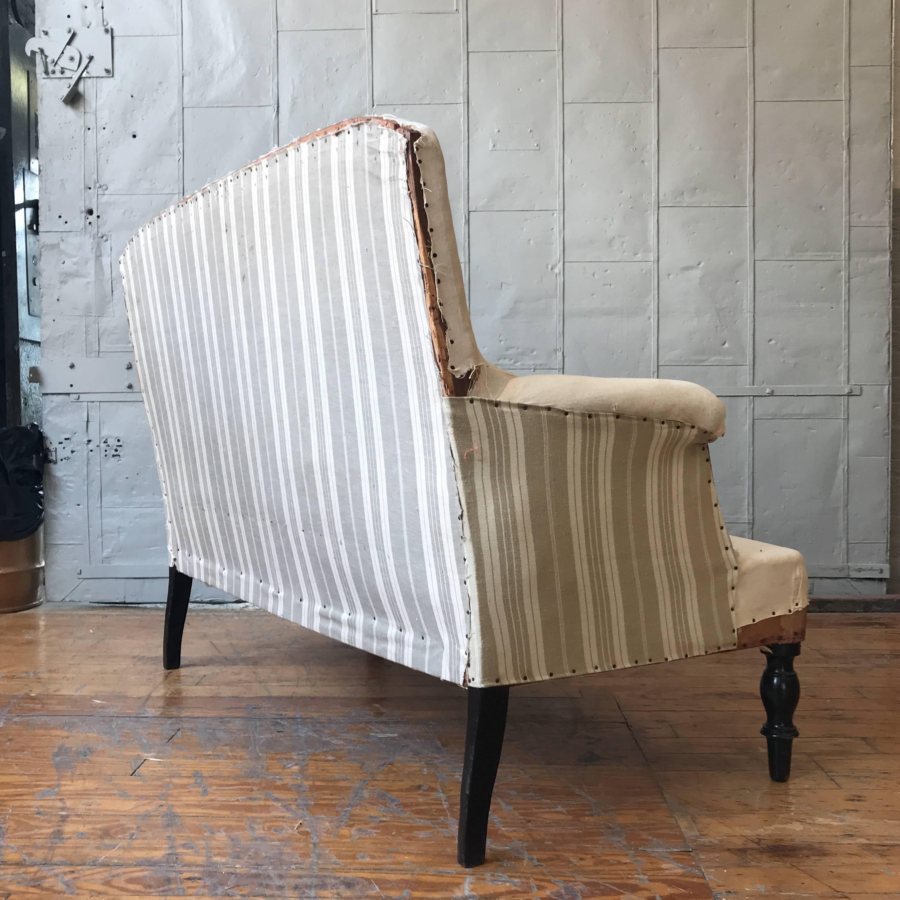 Early 20th Century Small French Settee with High Back