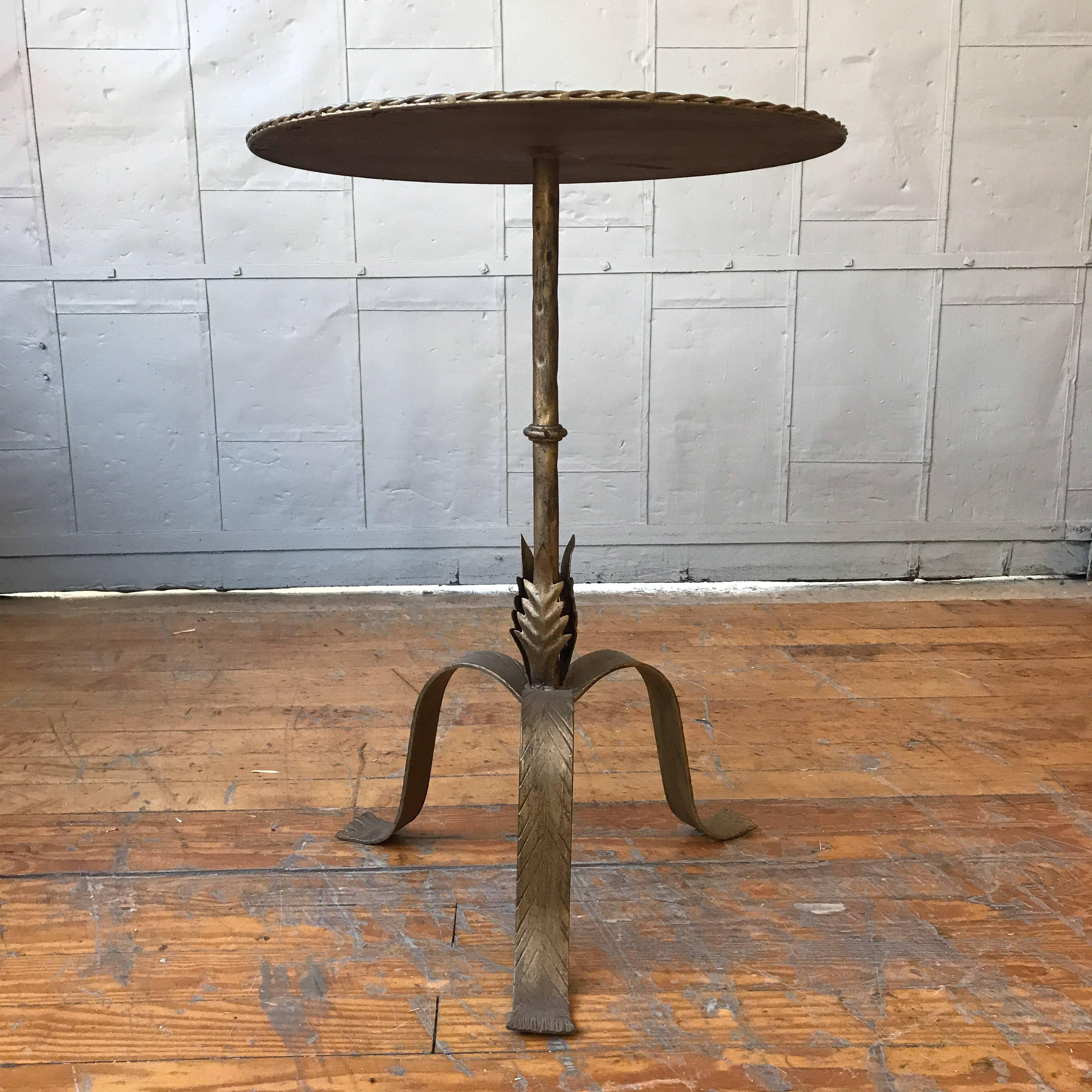 Iron Large Spanish Gilt Metal Side Table For Sale