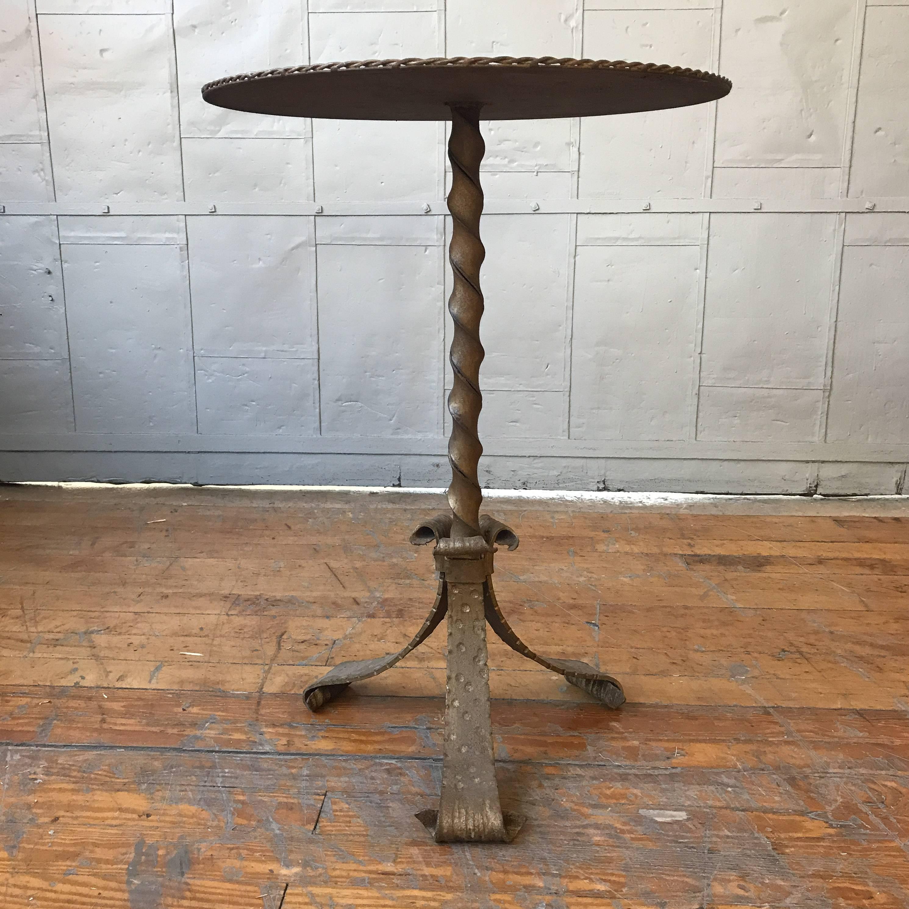 Spanish 1950's Gilt Metal Side Table For Sale 8