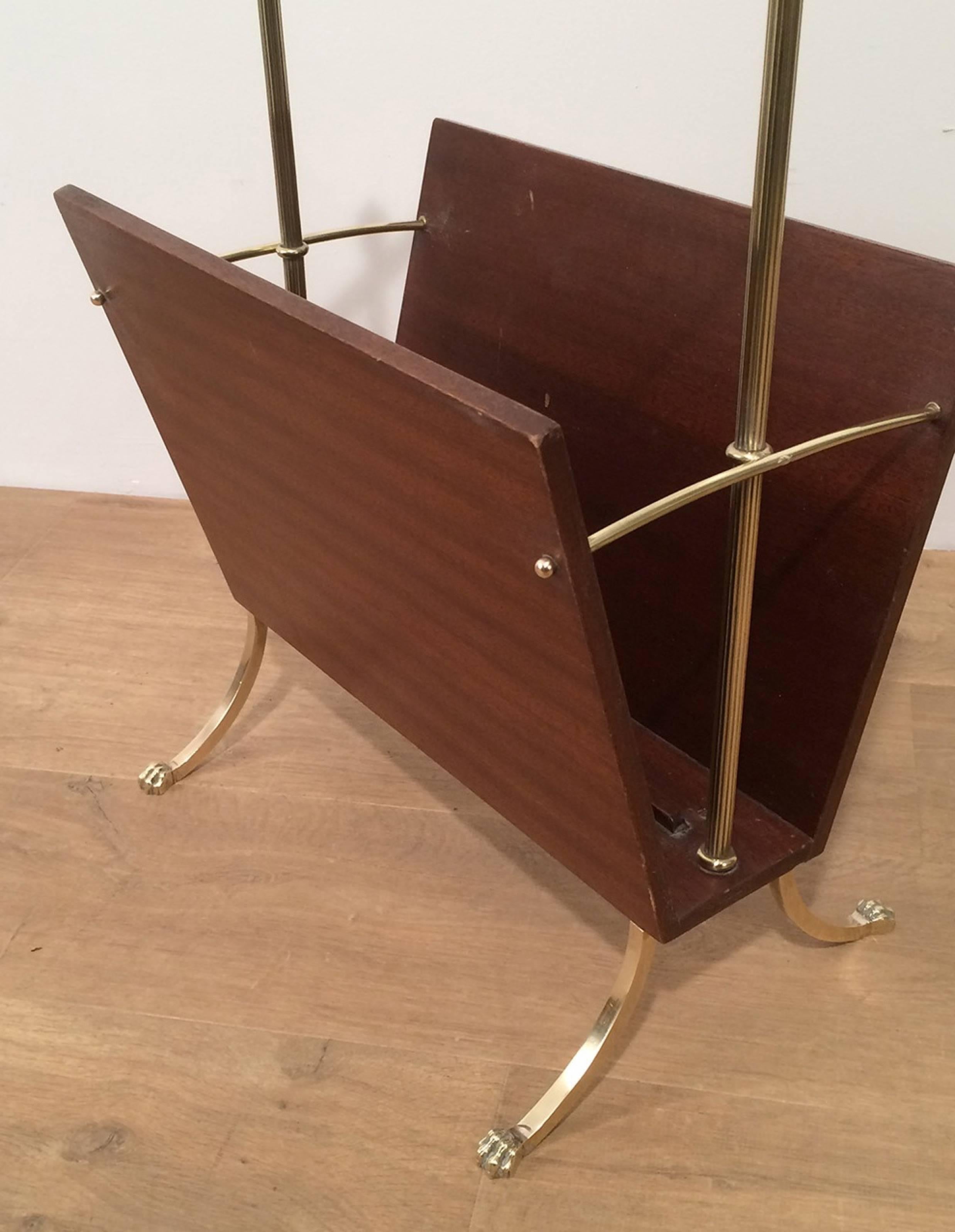 Mahogany and Brass Magazine Rack with Claw Feet by Maison Jansen 2