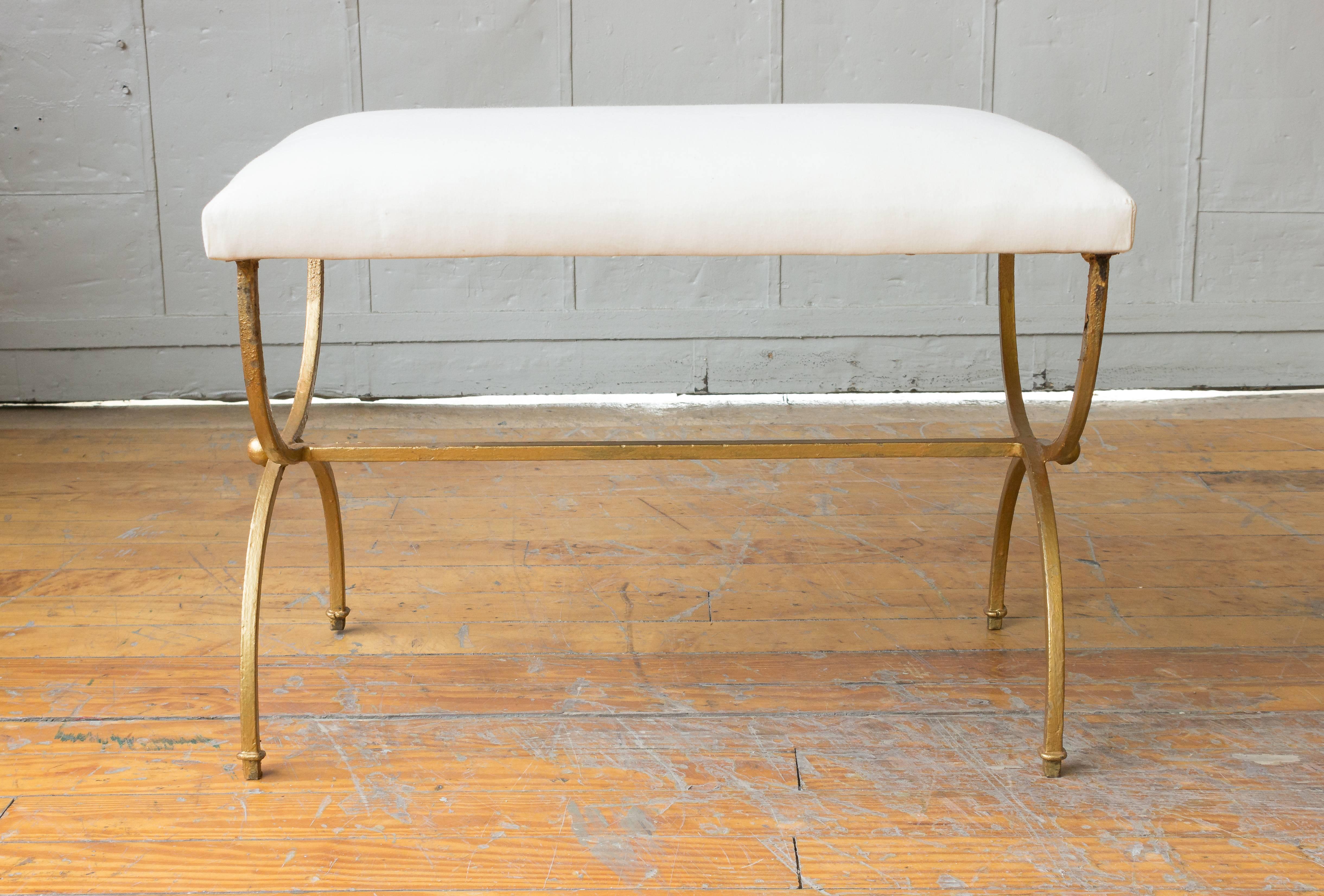 Mid-20th Century Gilt Iron Bench For Sale