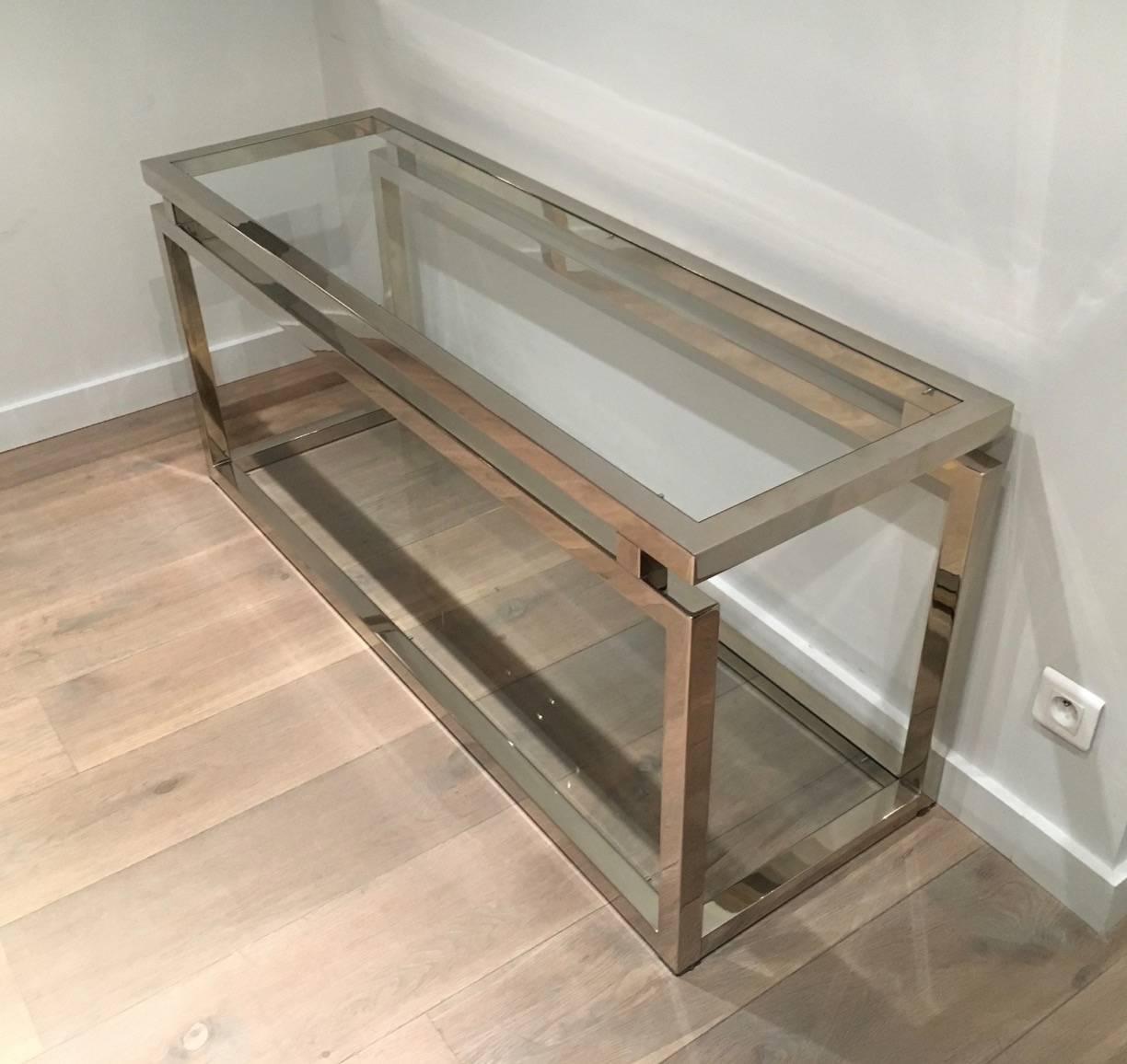 French Modern Chrome Console Table
