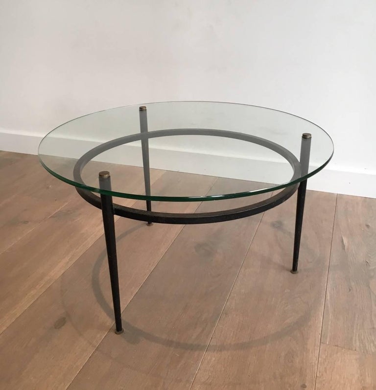 Small Round Black Lacquered And Brass Coffee Table At 1stdibs