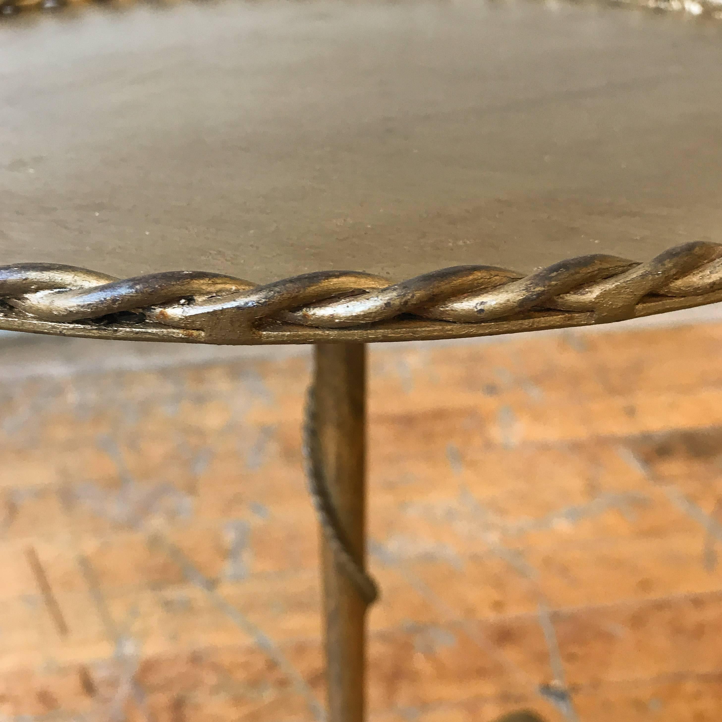 Spanish Gilt Iron Drinks Table with Braided Rope Detail For Sale 1