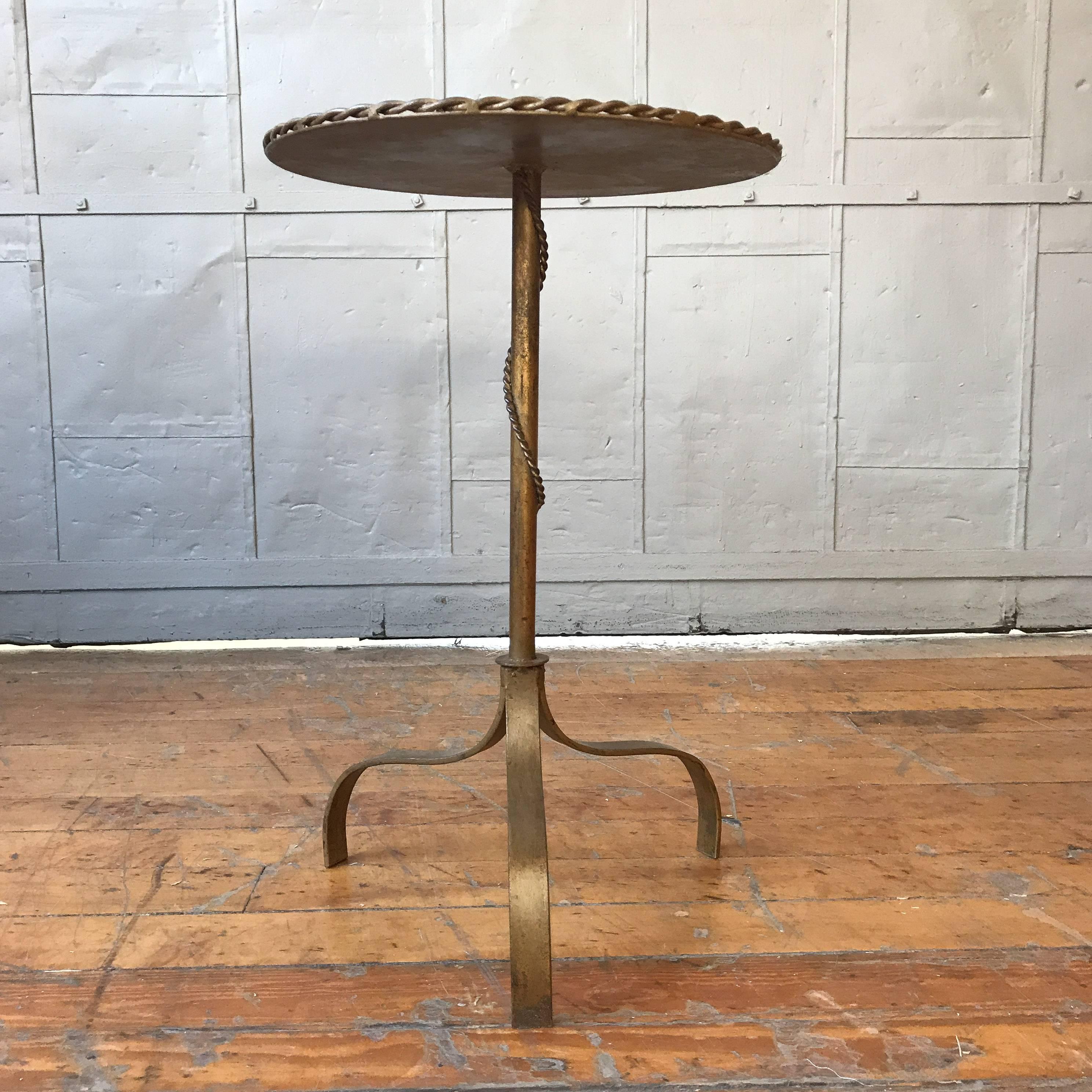 Spanish Gilt Iron Drinks Table with Braided Rope Detail For Sale 7