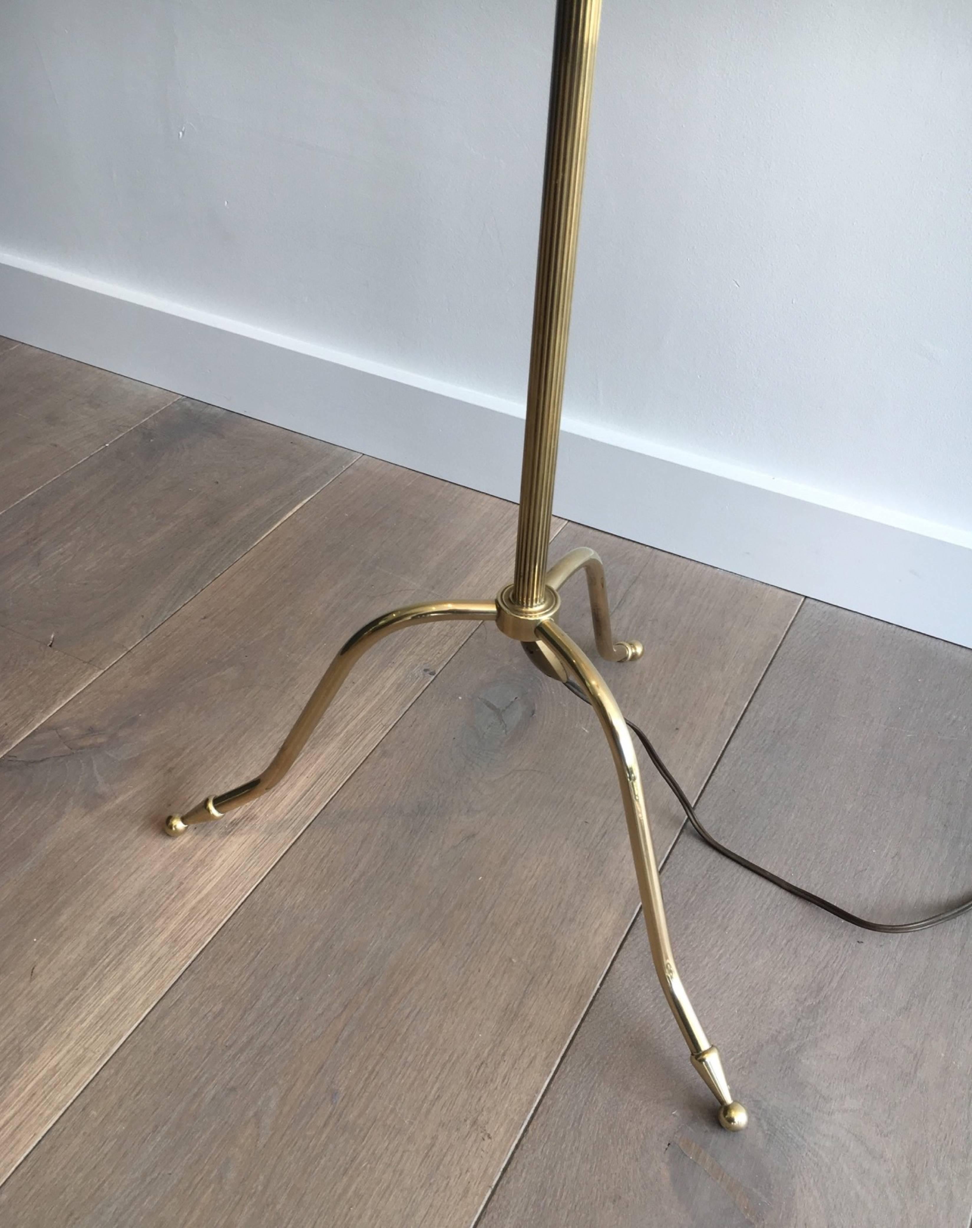 1940s Jansen Style Brass Floor Lamp In Excellent Condition In Buchanan, NY