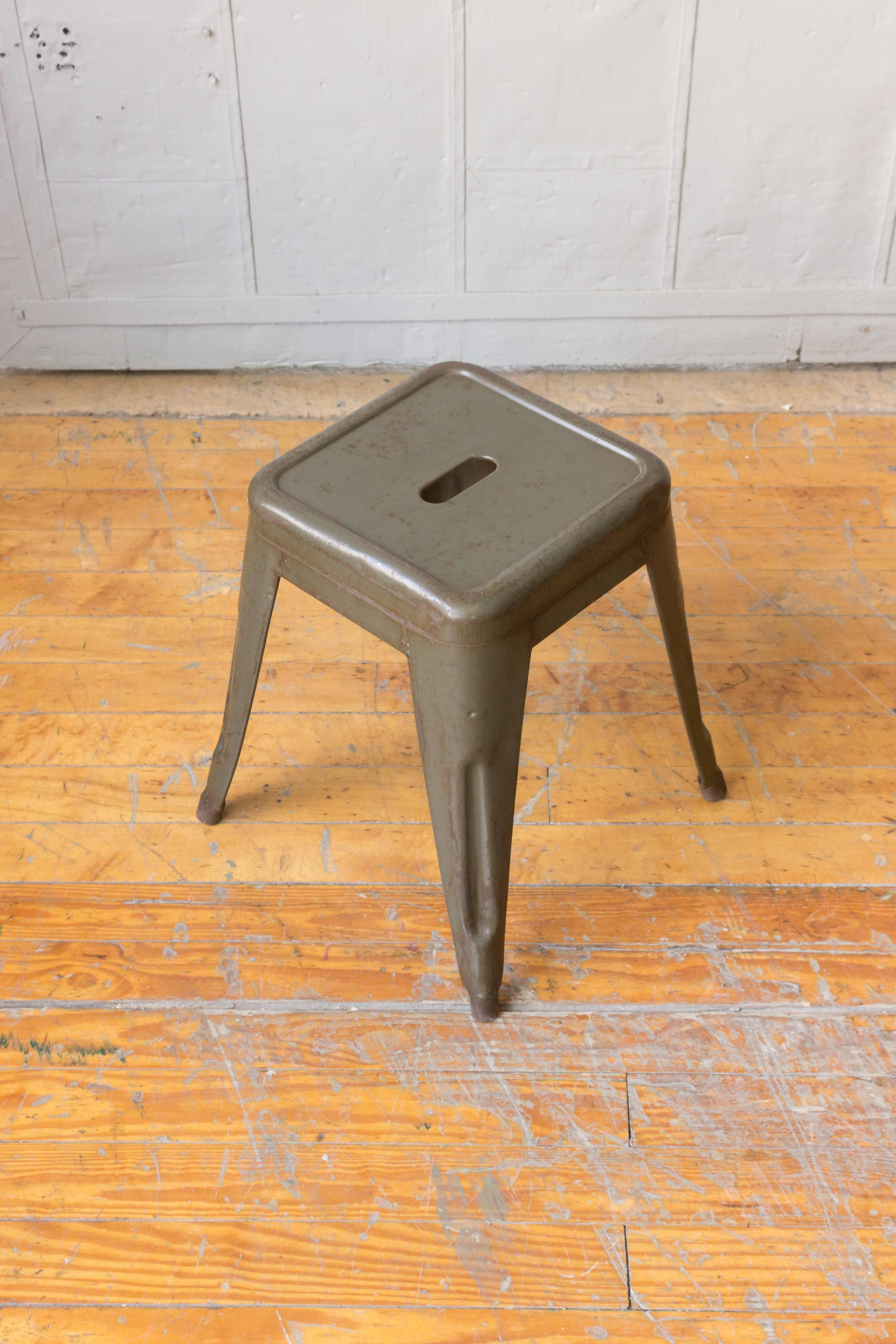 French 20th Century, Set of Six Stackable Metal Air Force Stools In Distressed Condition In Buchanan, NY