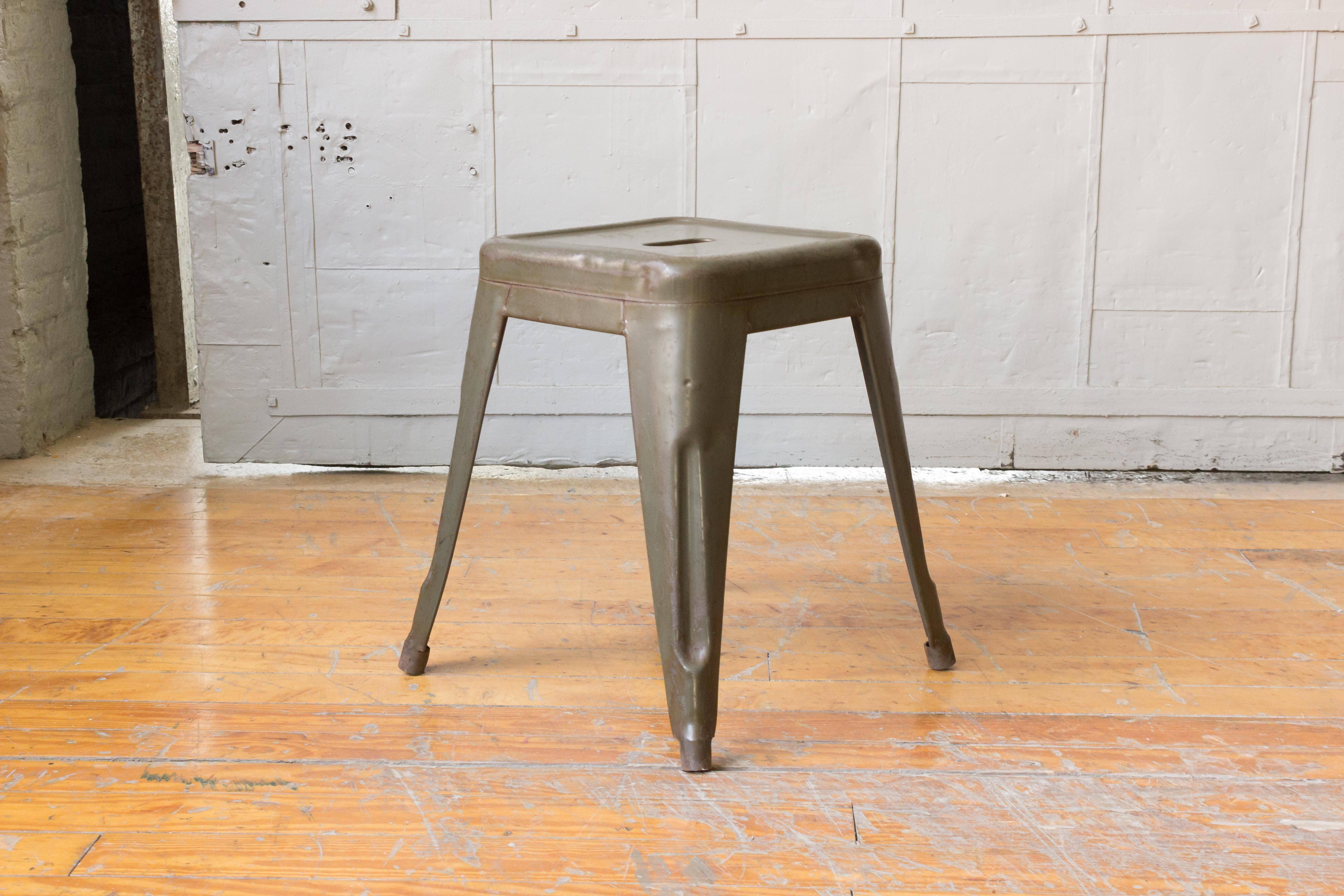 Mid-20th Century French 20th Century, Set of Six Stackable Metal Air Force Stools