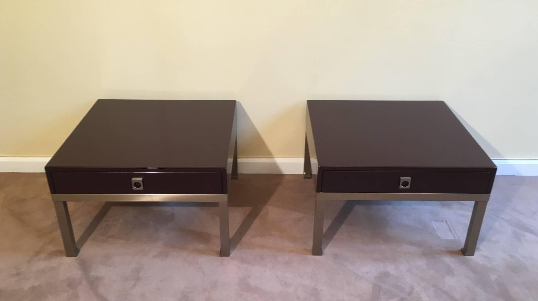 Mid-Century Modern 1970s French Pair of Side Tables by Guy Lefèvre for Maison Jansen