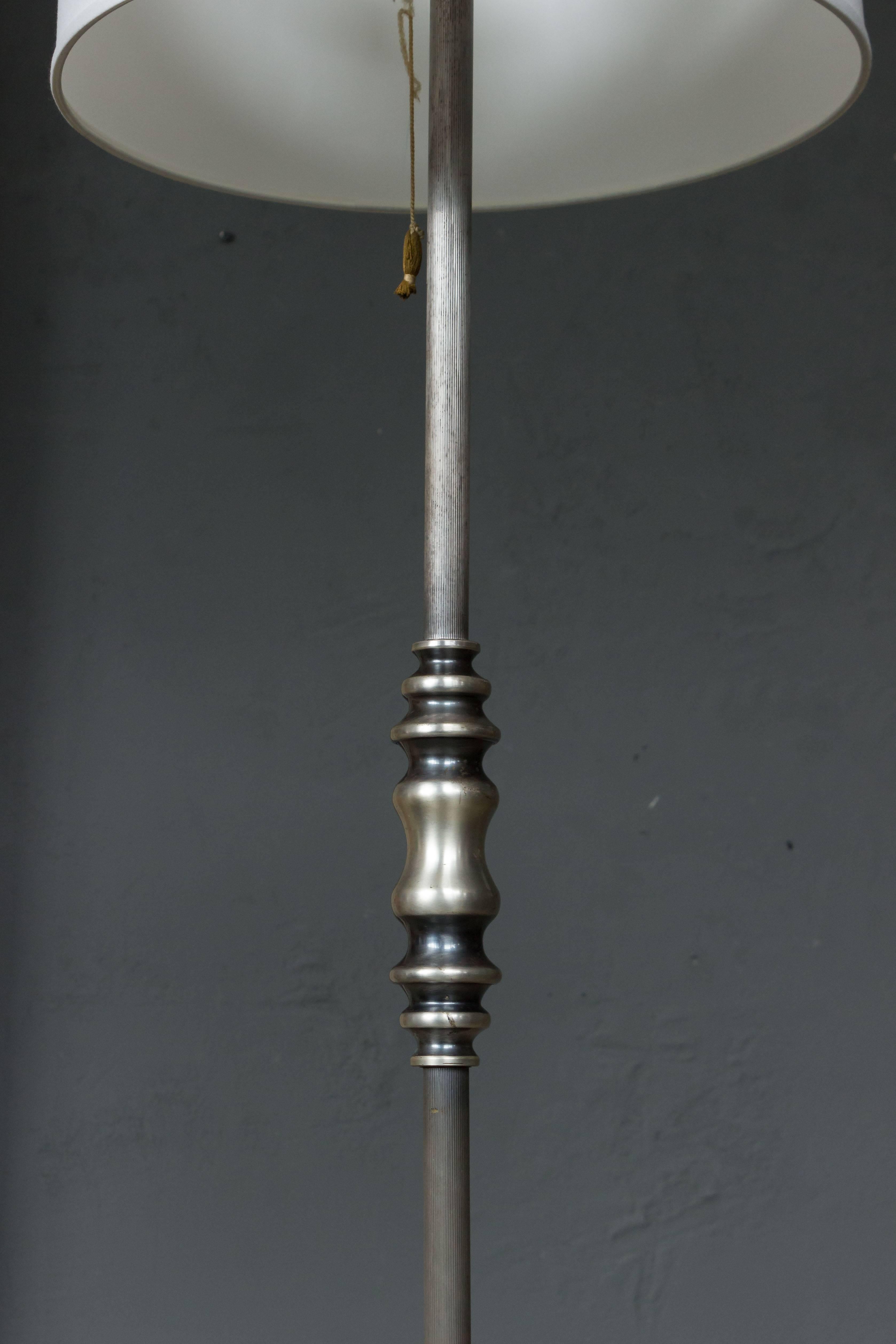 French Neoclassical Style Silvered and Patinated Floor Lamp