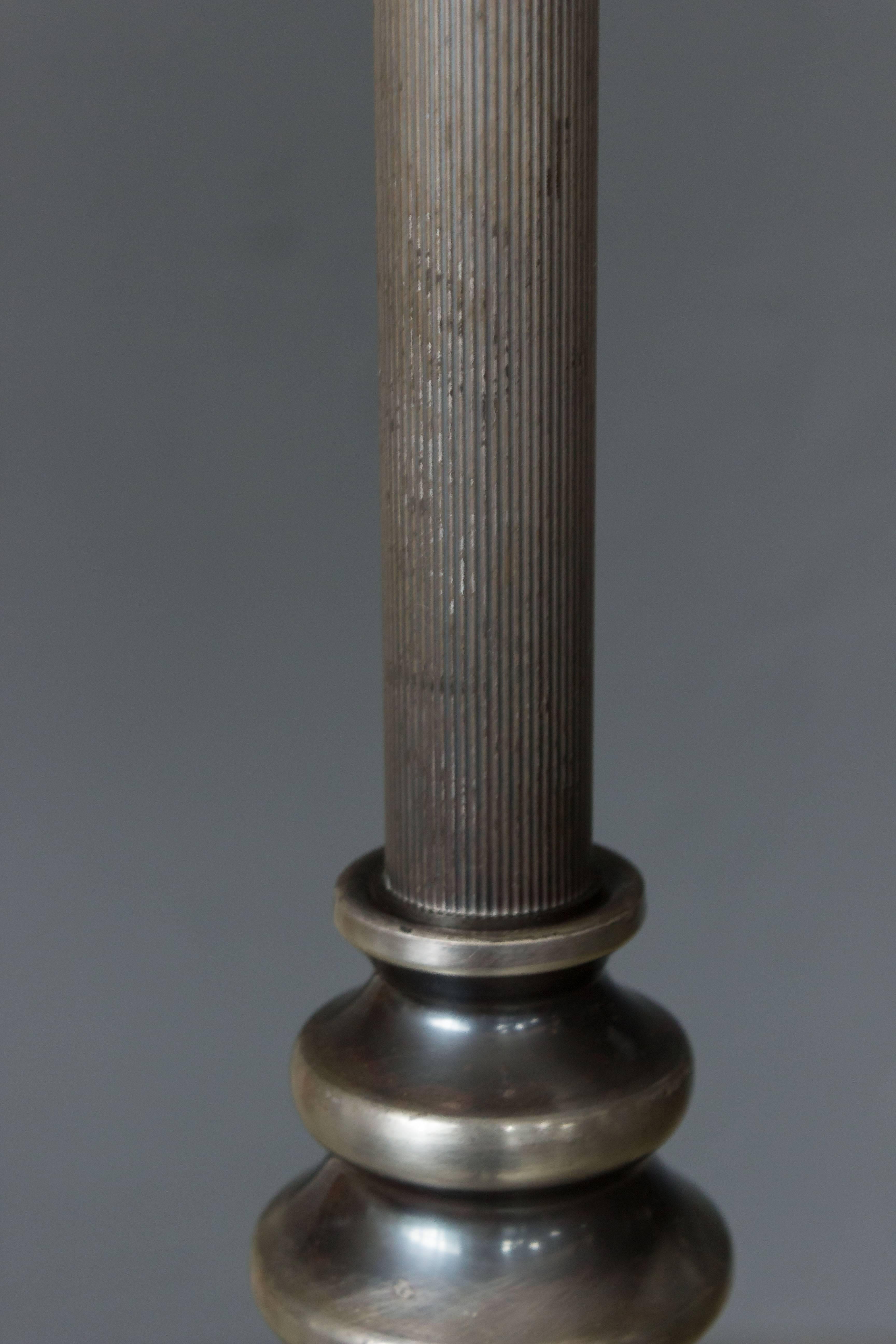 Mid-20th Century Neoclassical Style Silvered and Patinated Floor Lamp