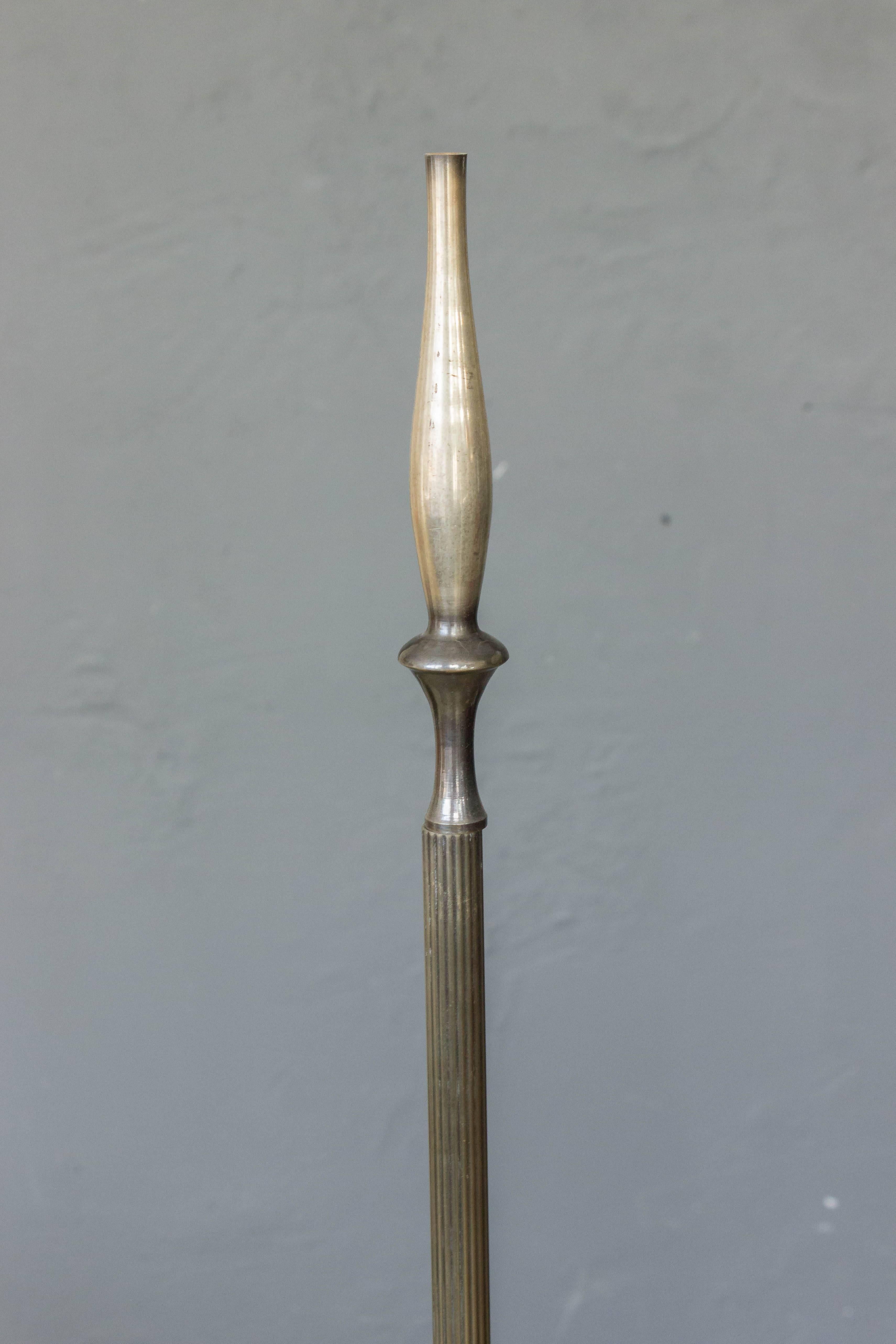 Early 20th Century French Mid Century Modern Silver Plated Floor Lamp