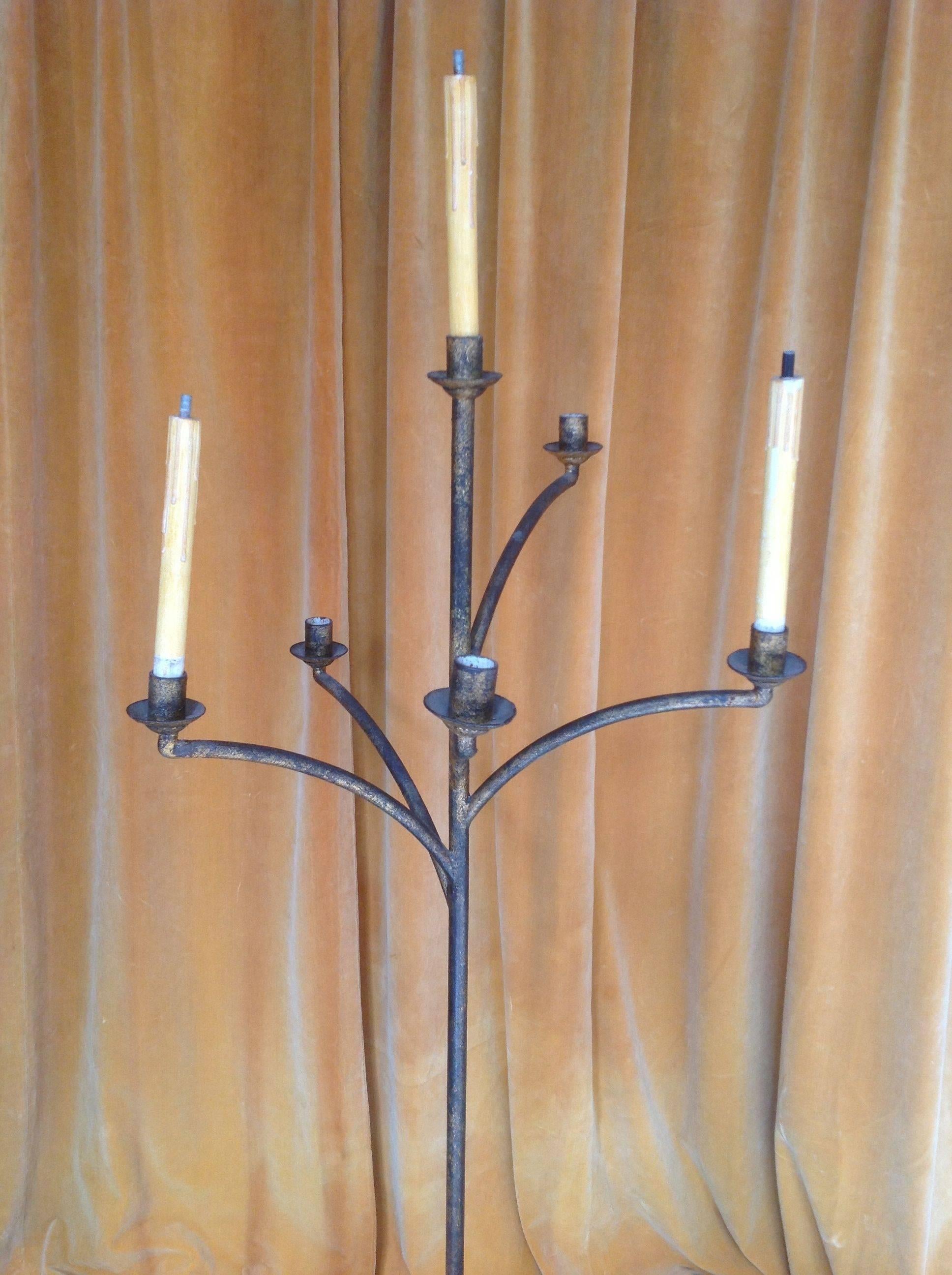 Large Five Arm Candelabra Floor Lamp In Good Condition In Buchanan, NY