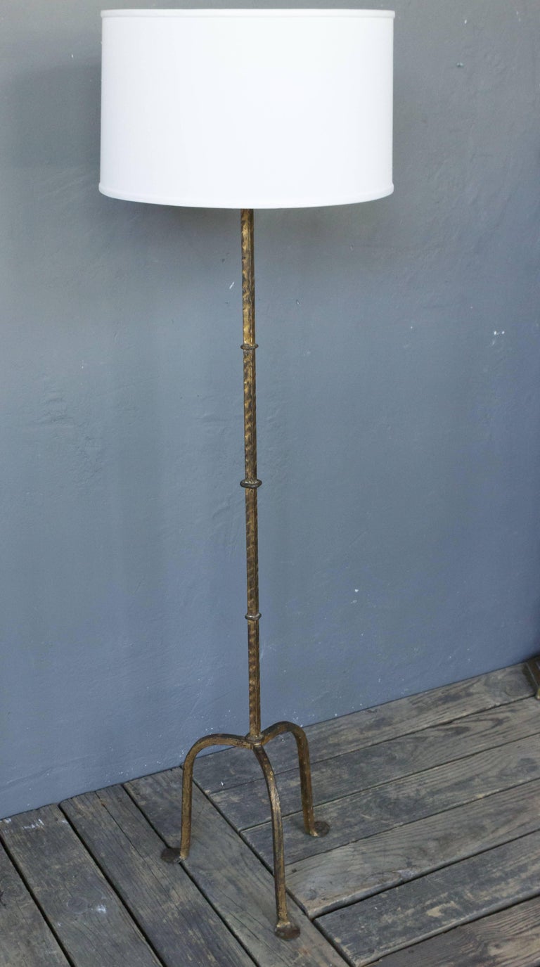 Spanish Gilt Iron Floor Lamp On A Tripod Base For At 1stdibs Spanish Gilt Iron Floor Lamp On A Tripod Base In Good Condition For Long