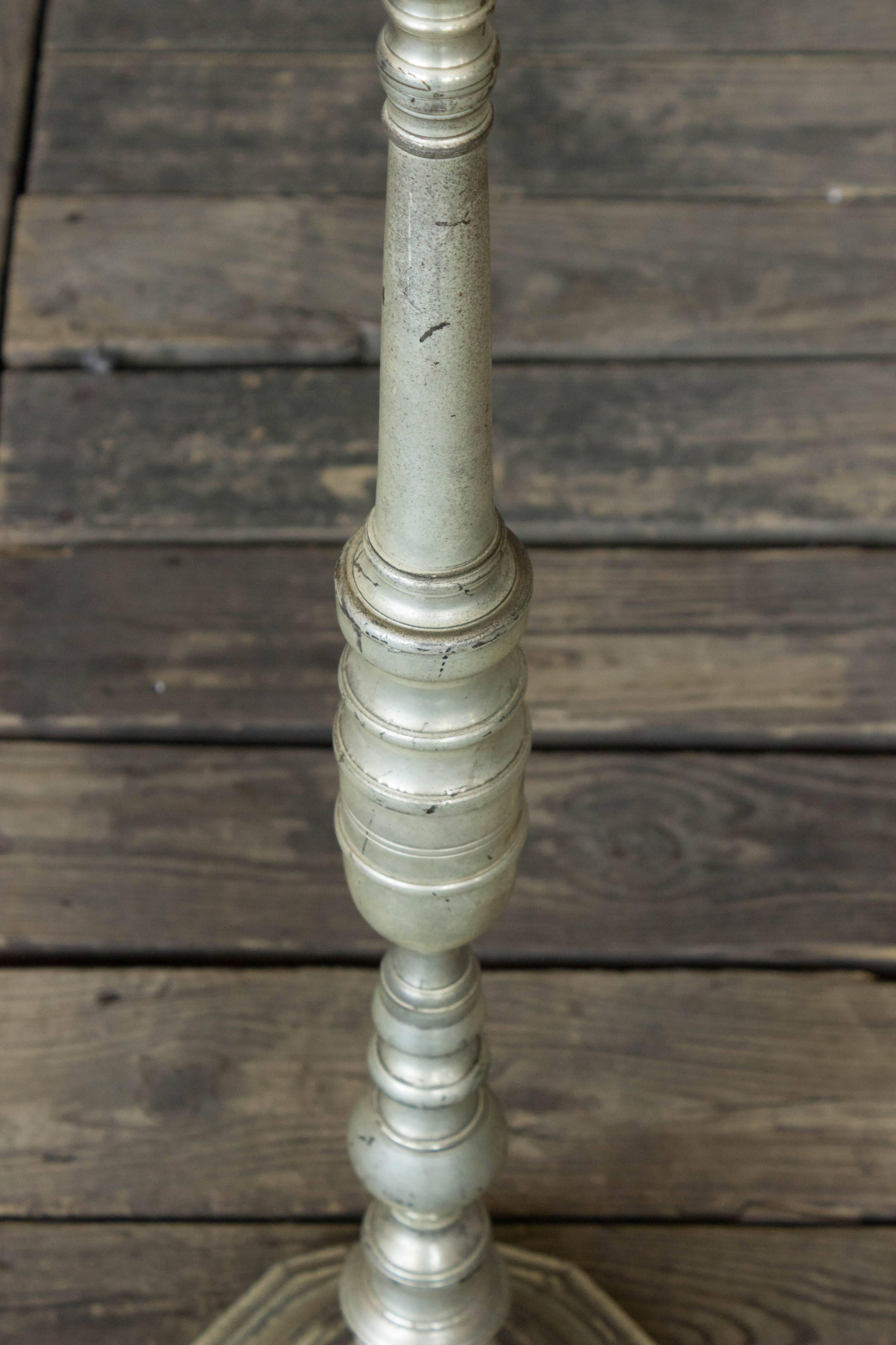 1940s French Silvered Bronze Floor Lamp For Sale 1