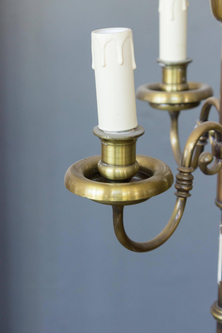 French Brass Floor Lamp with Three Candelabra Arms For Sale at 1stDibs