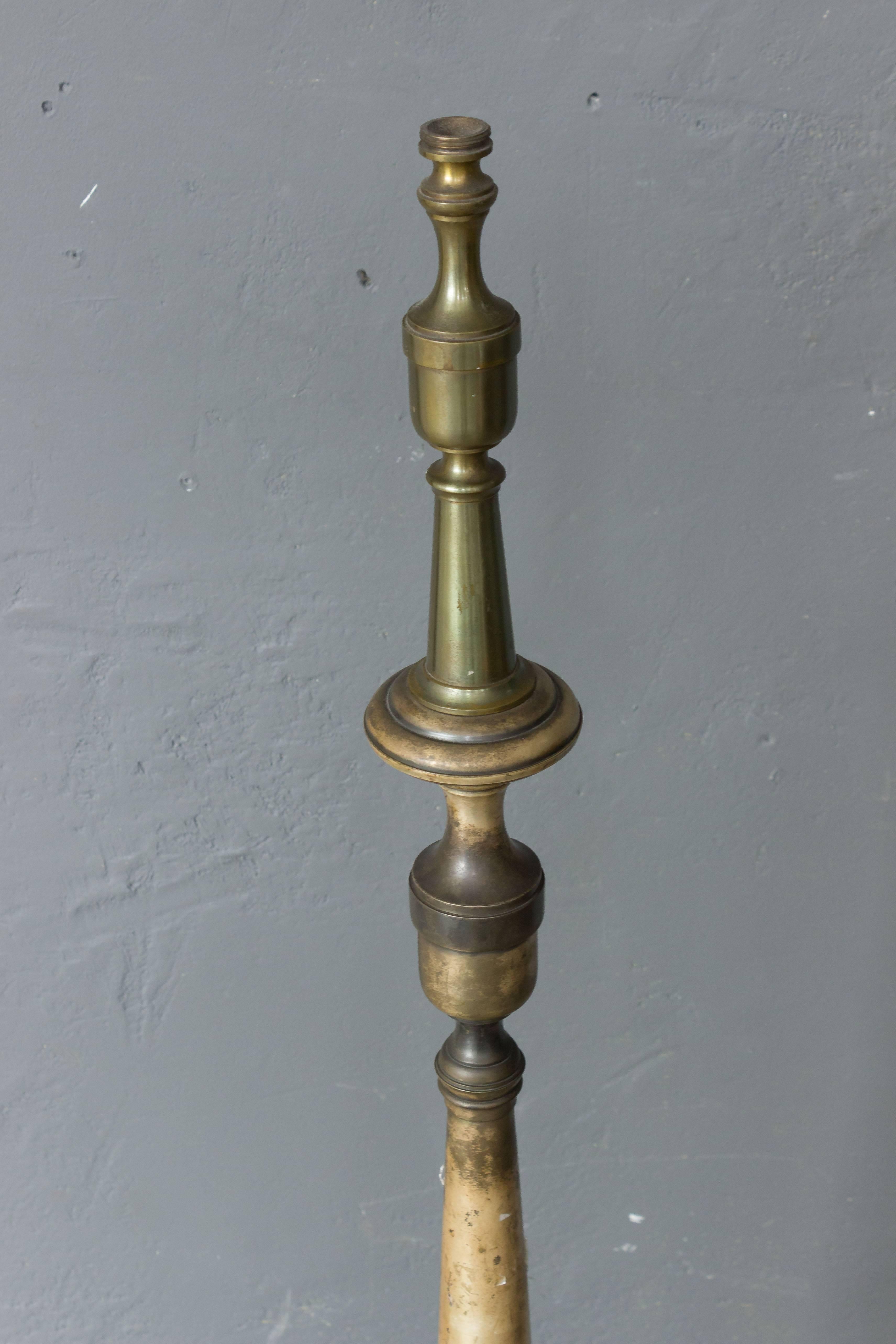 1940s French Silvered Bronze Floor Lamp In Good Condition In Buchanan, NY