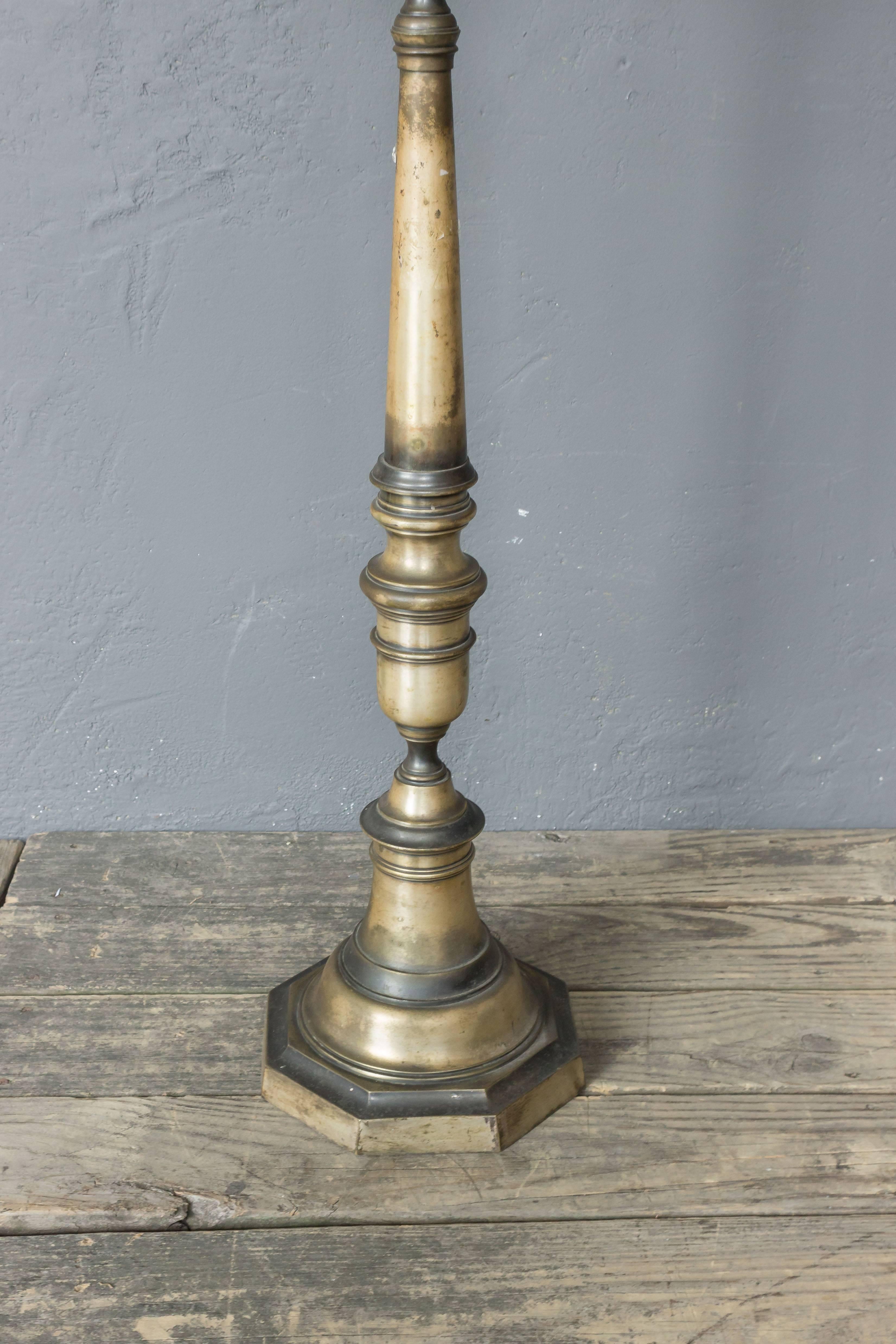 Mid-20th Century 1940s French Silvered Bronze Floor Lamp