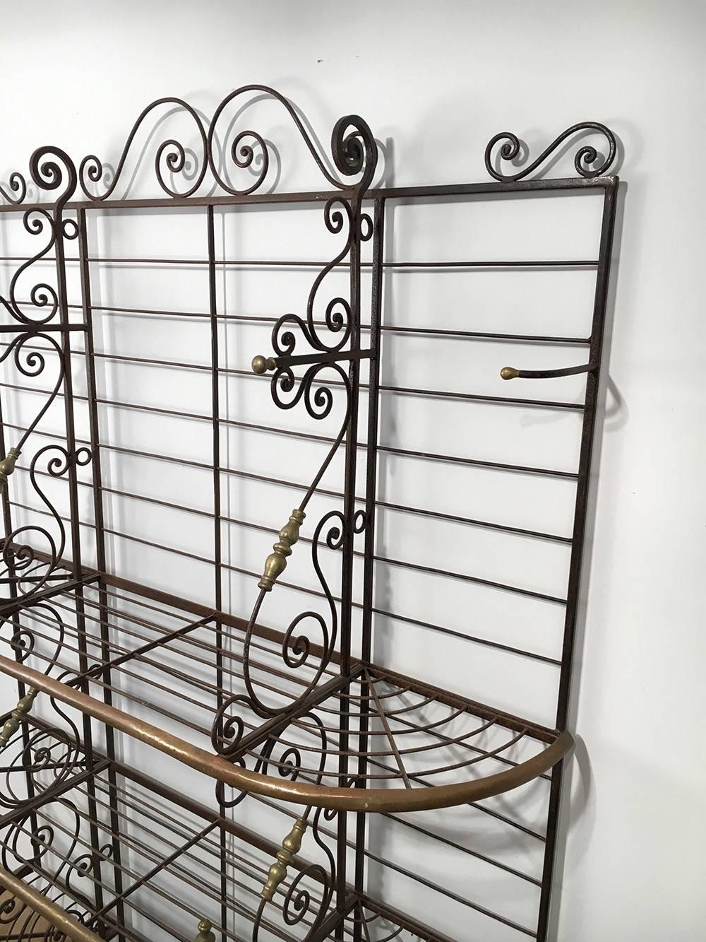 French Brass and Iron Baker's Rack 1