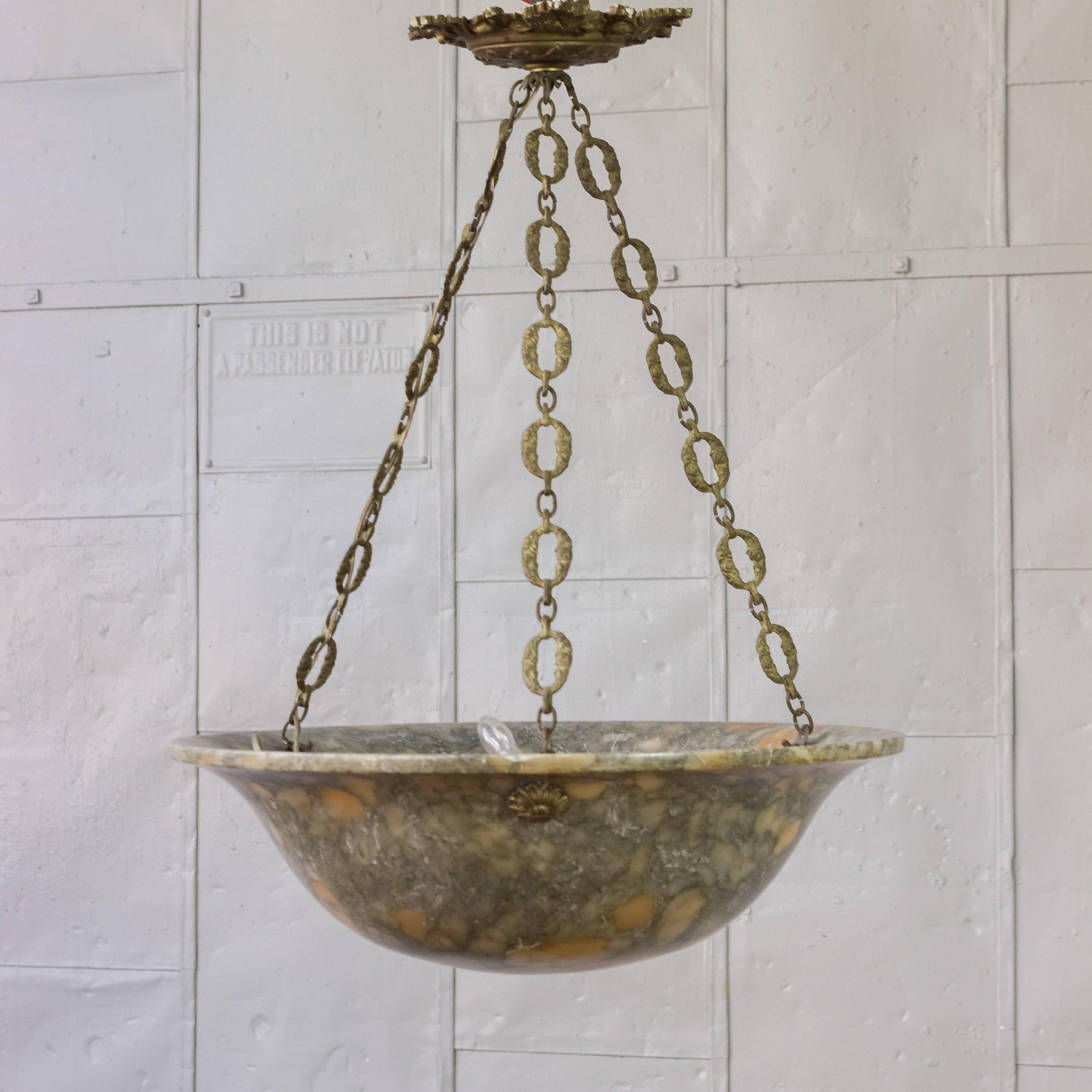 French Carved Alabaster Hanging Light 5