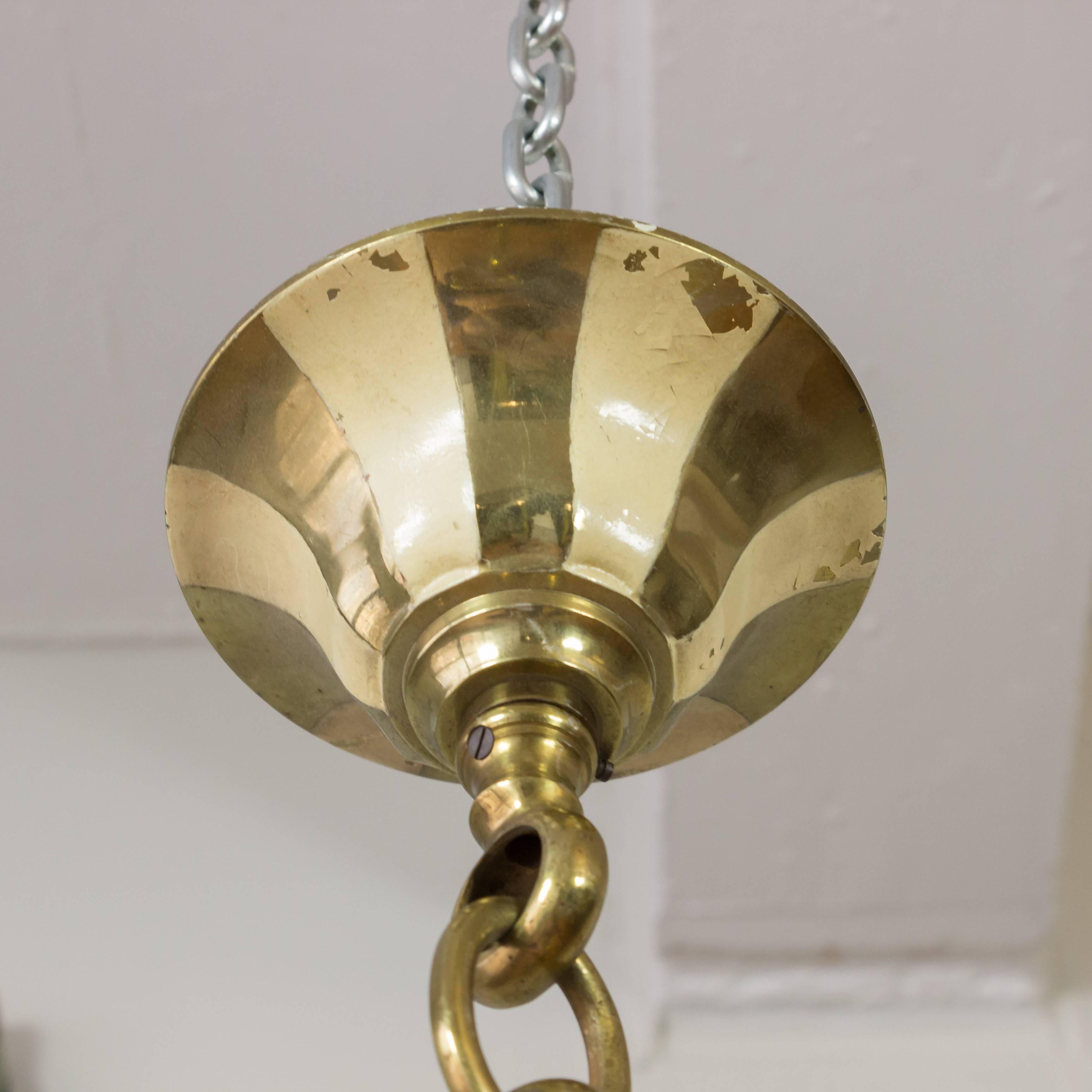 1940s French Brass and Enamel Chandelier 4