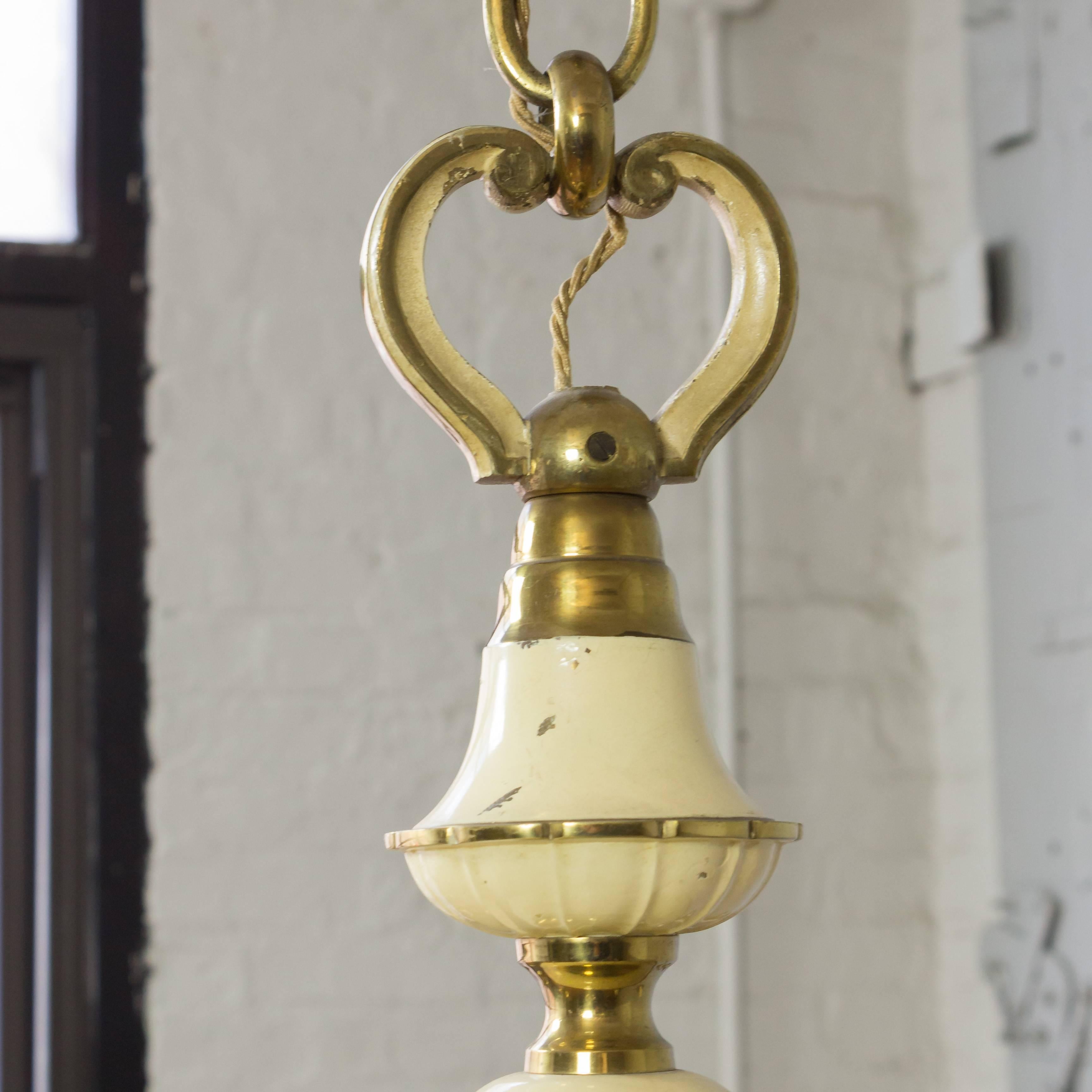 1940s French Brass and Enamel Chandelier 3
