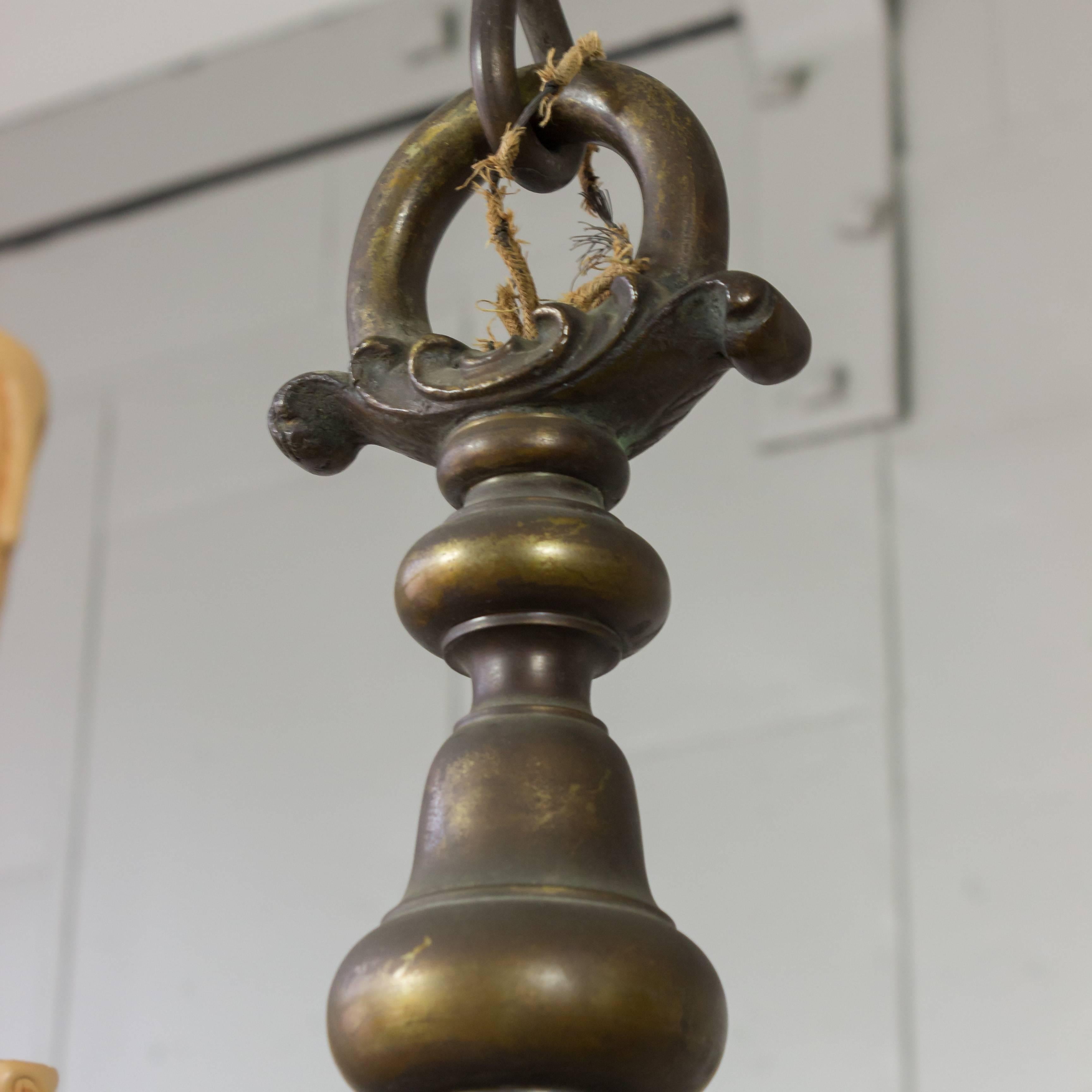 French Bronze Two-Tiered Chandelier with Lion Motif 2