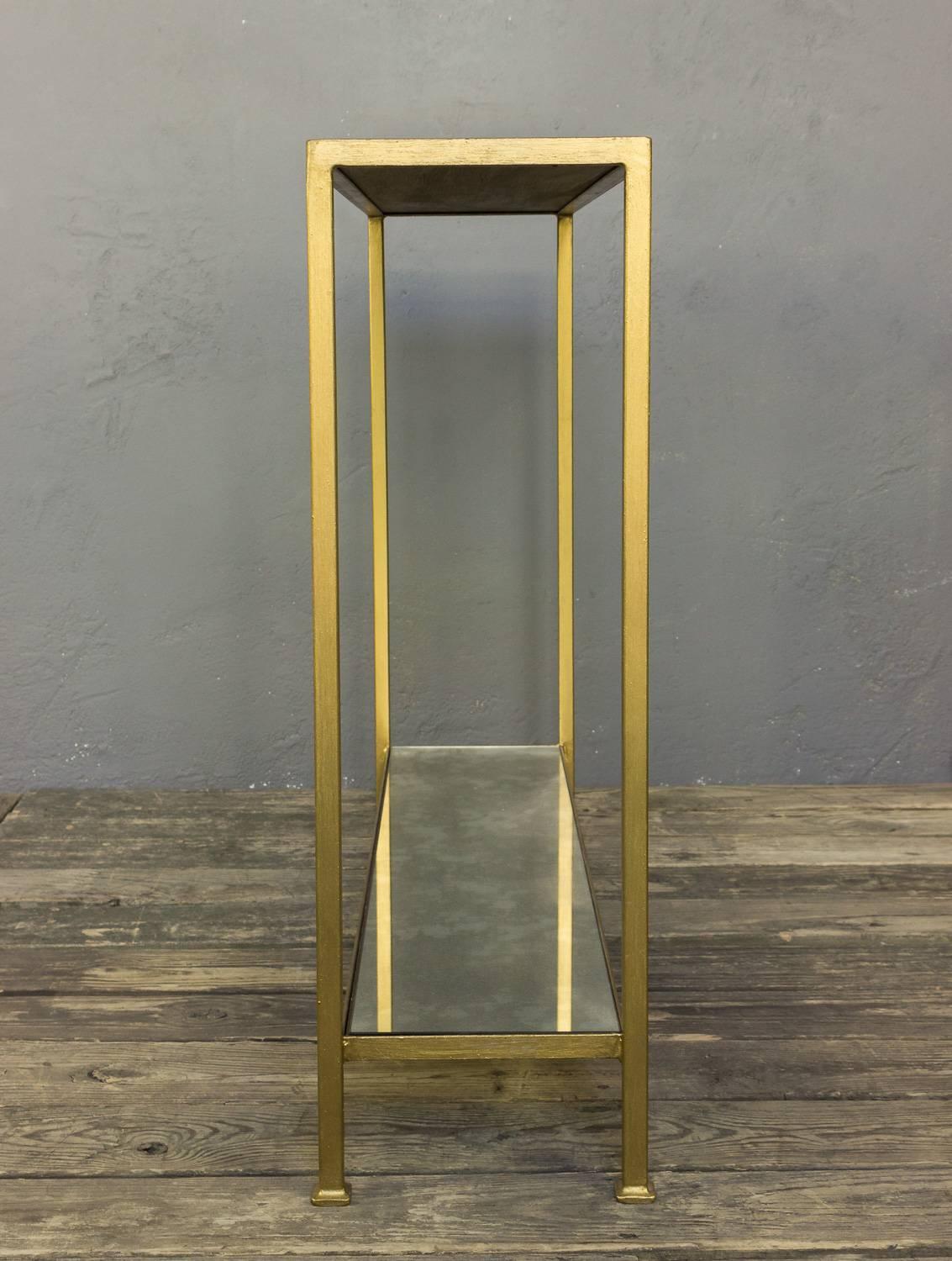 Contemporary Marcelo Console Table with Antique Mirror Shelving