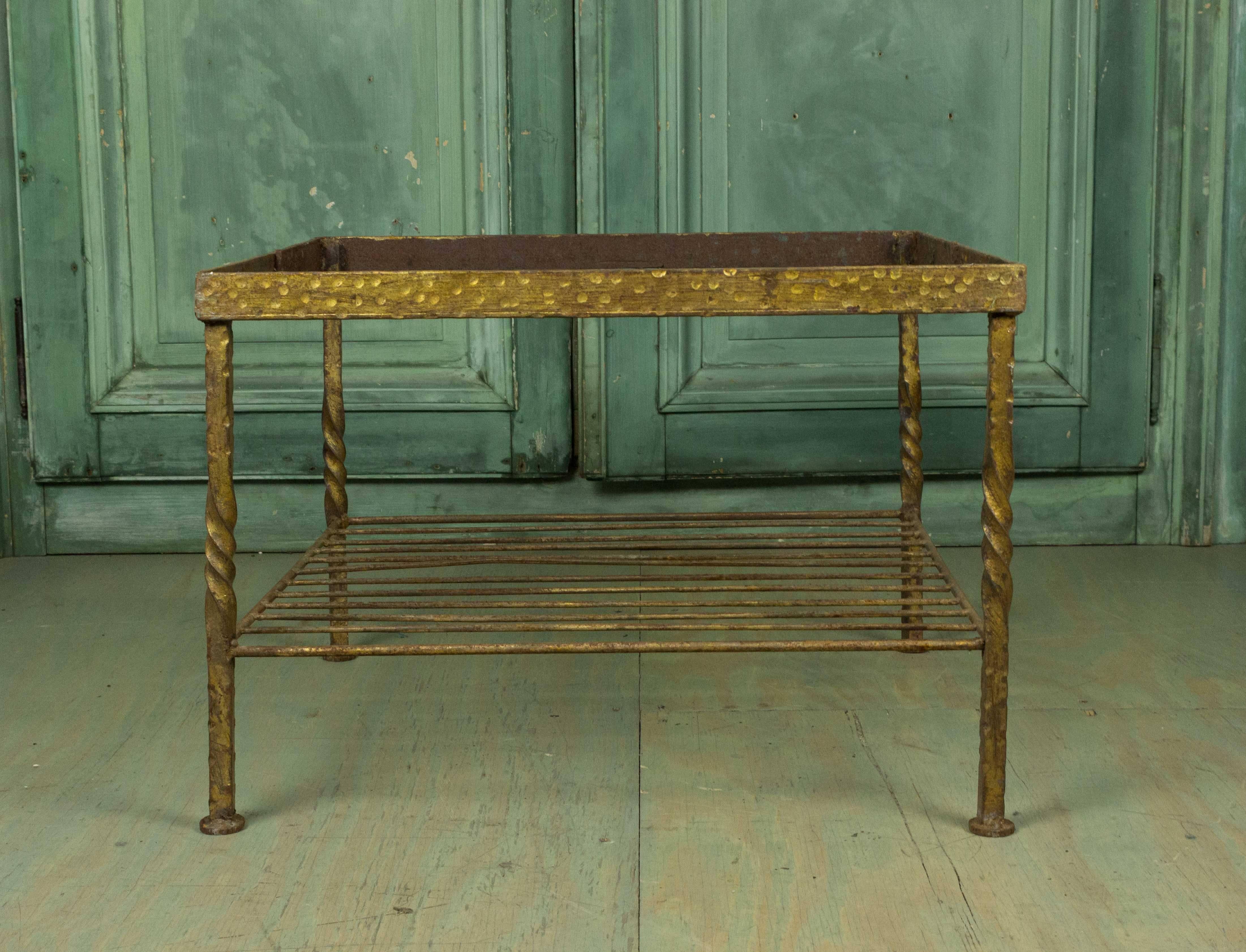 Mid-20th Century Square Gold Gilt Coffee Table For Sale