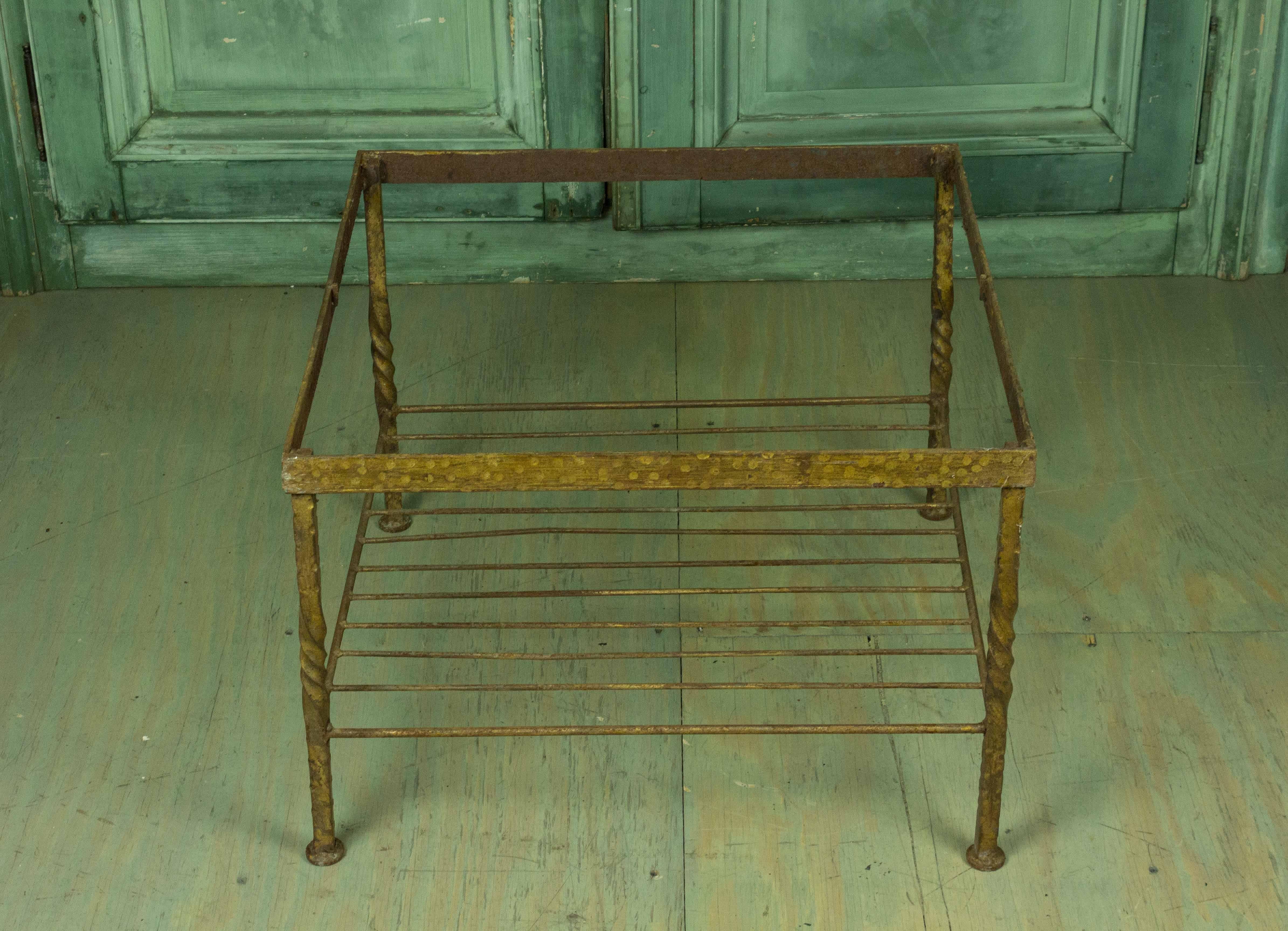 Iron Square Gold Gilt Coffee Table For Sale