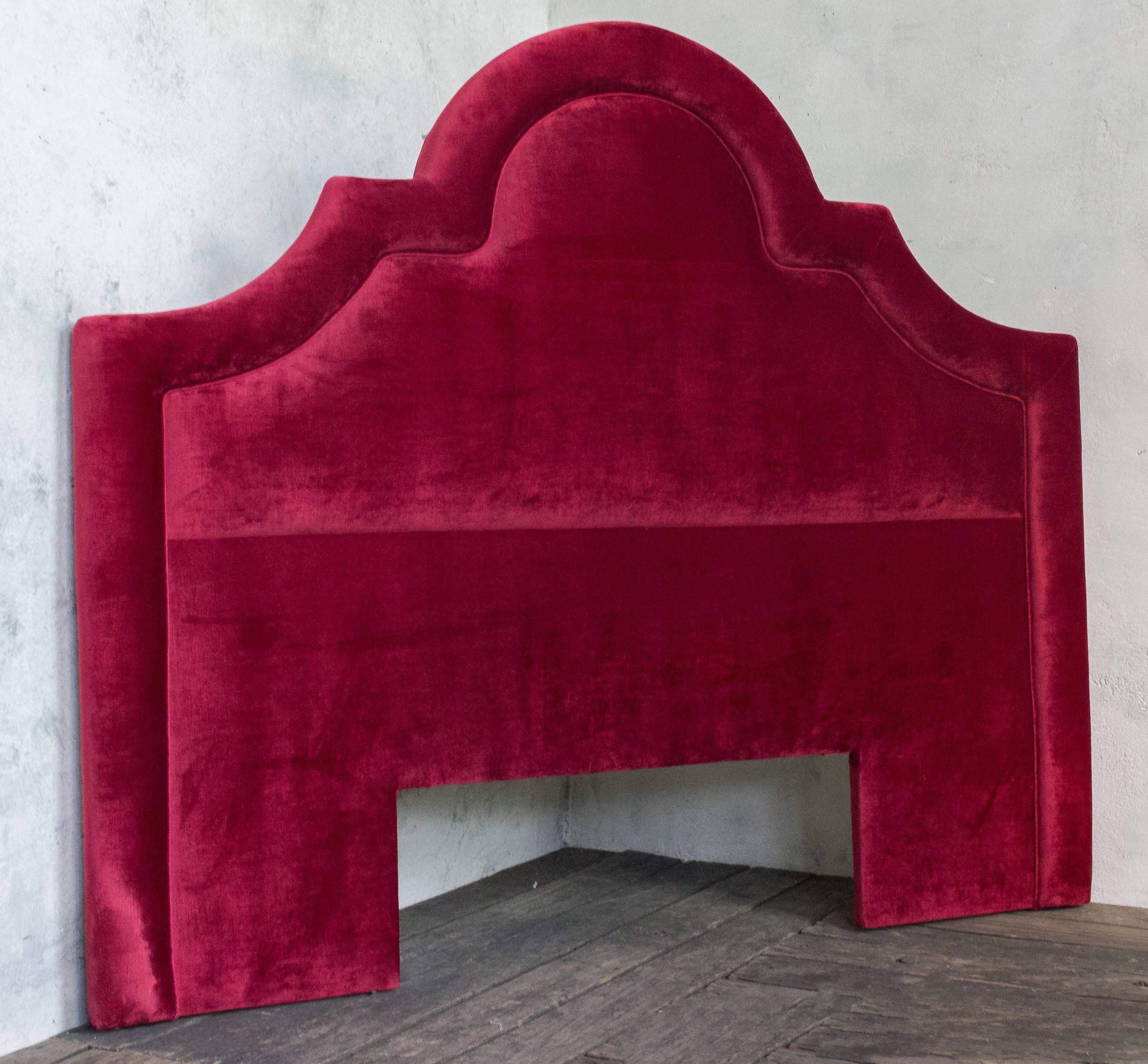 Contemporary Red Velvet Headboard