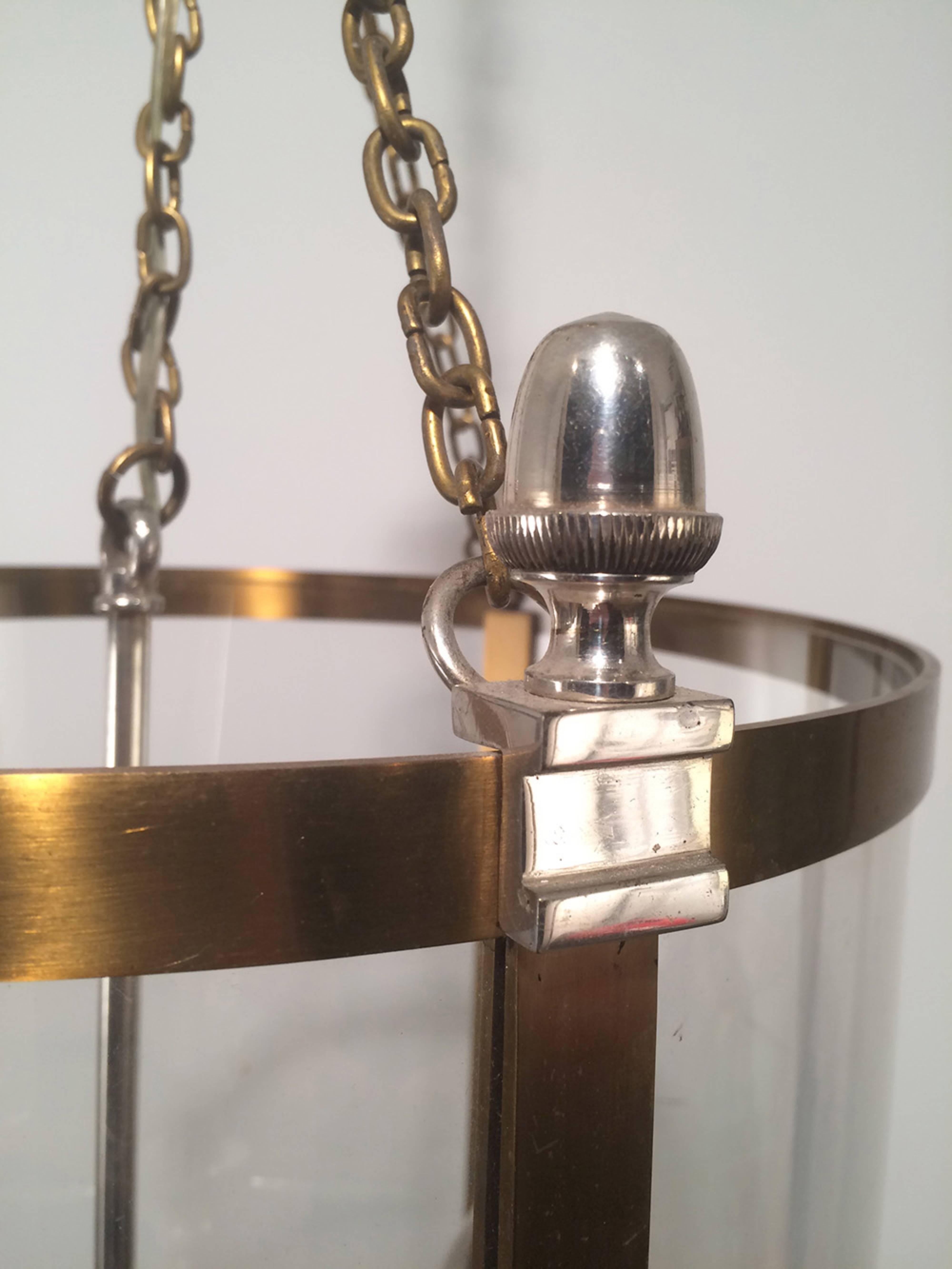 Silver Plate 1970s French Neoclassical Style Hanging Lantern