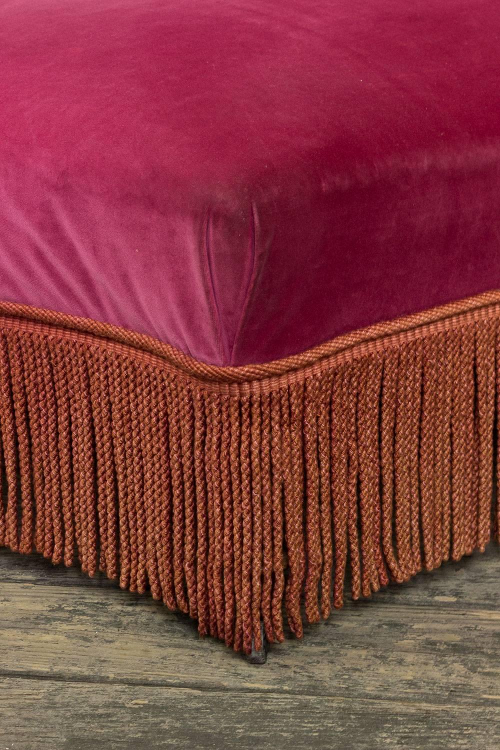 French Chaise Longue in Red Tufted Velvet at 1stDibs red velvet