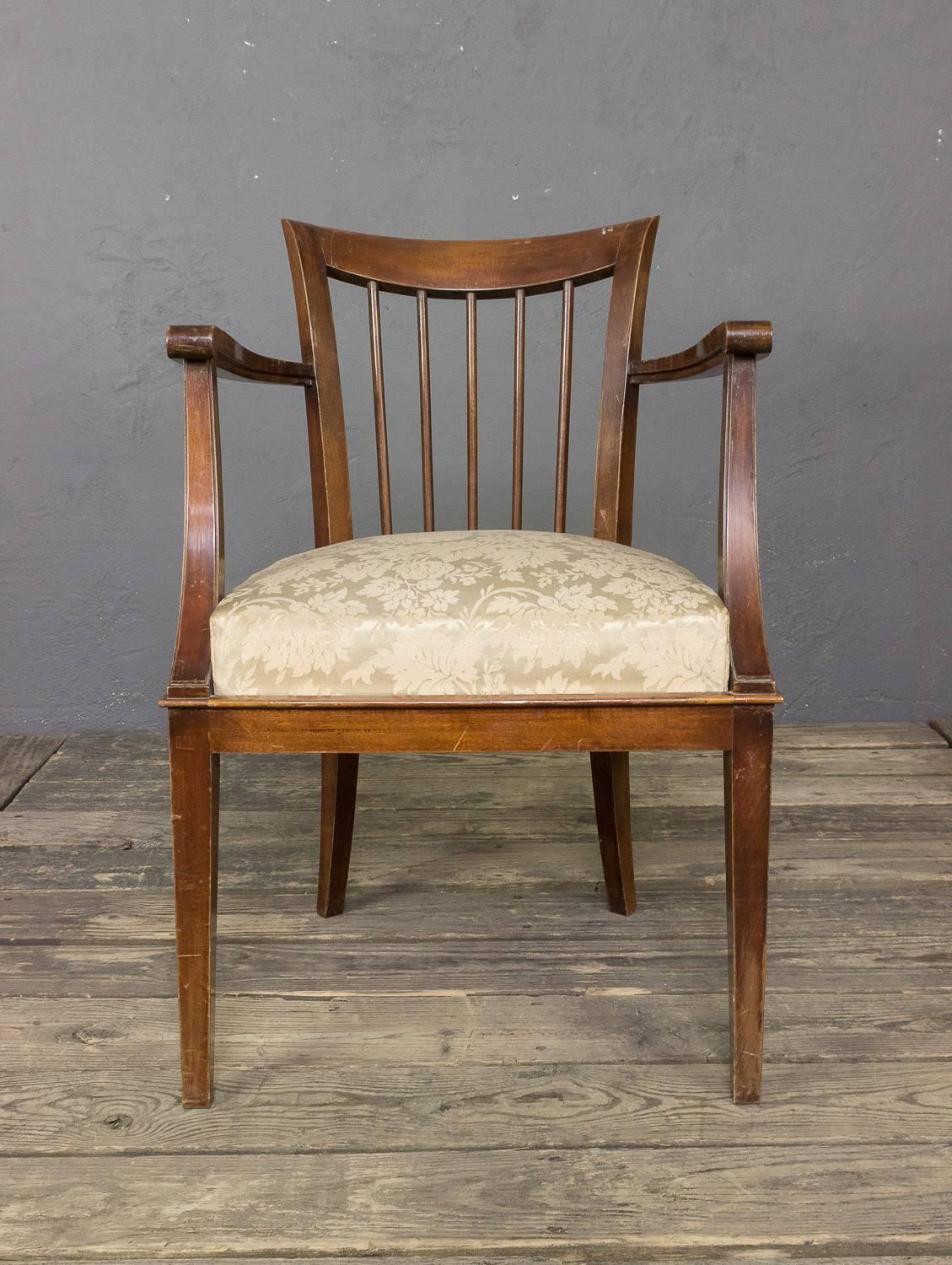 Mid-Century Modern Pair of French Walnut Armchairs For Sale