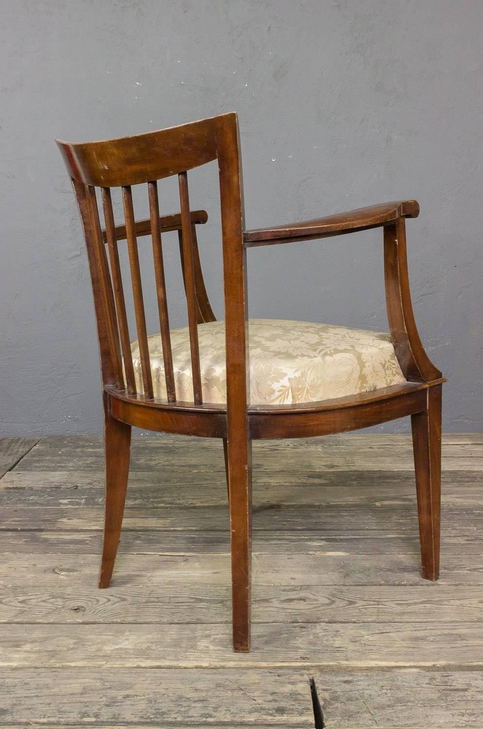 Upholstery Pair of French Walnut Armchairs For Sale