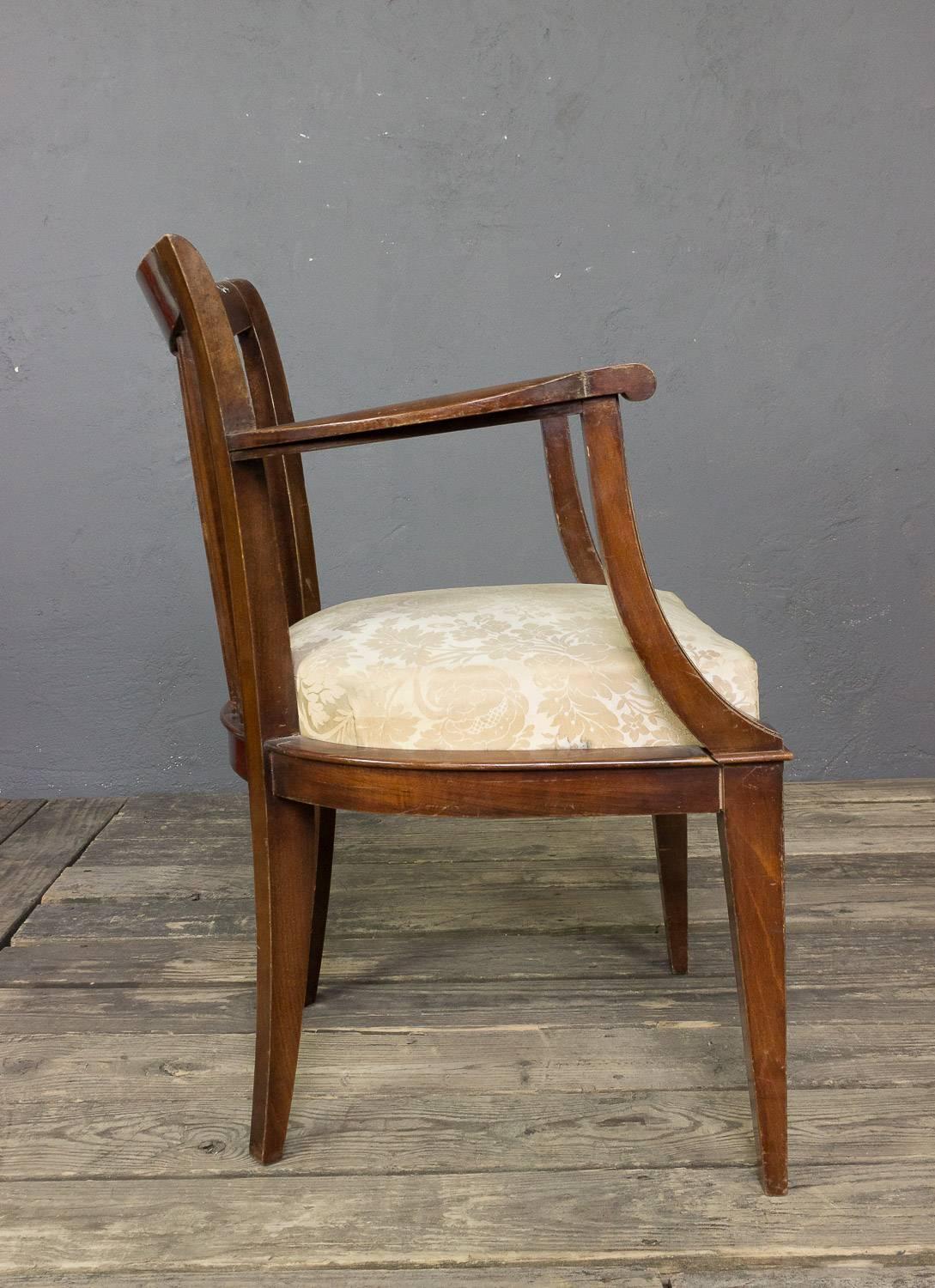 Mid-20th Century Pair of French Walnut Armchairs For Sale