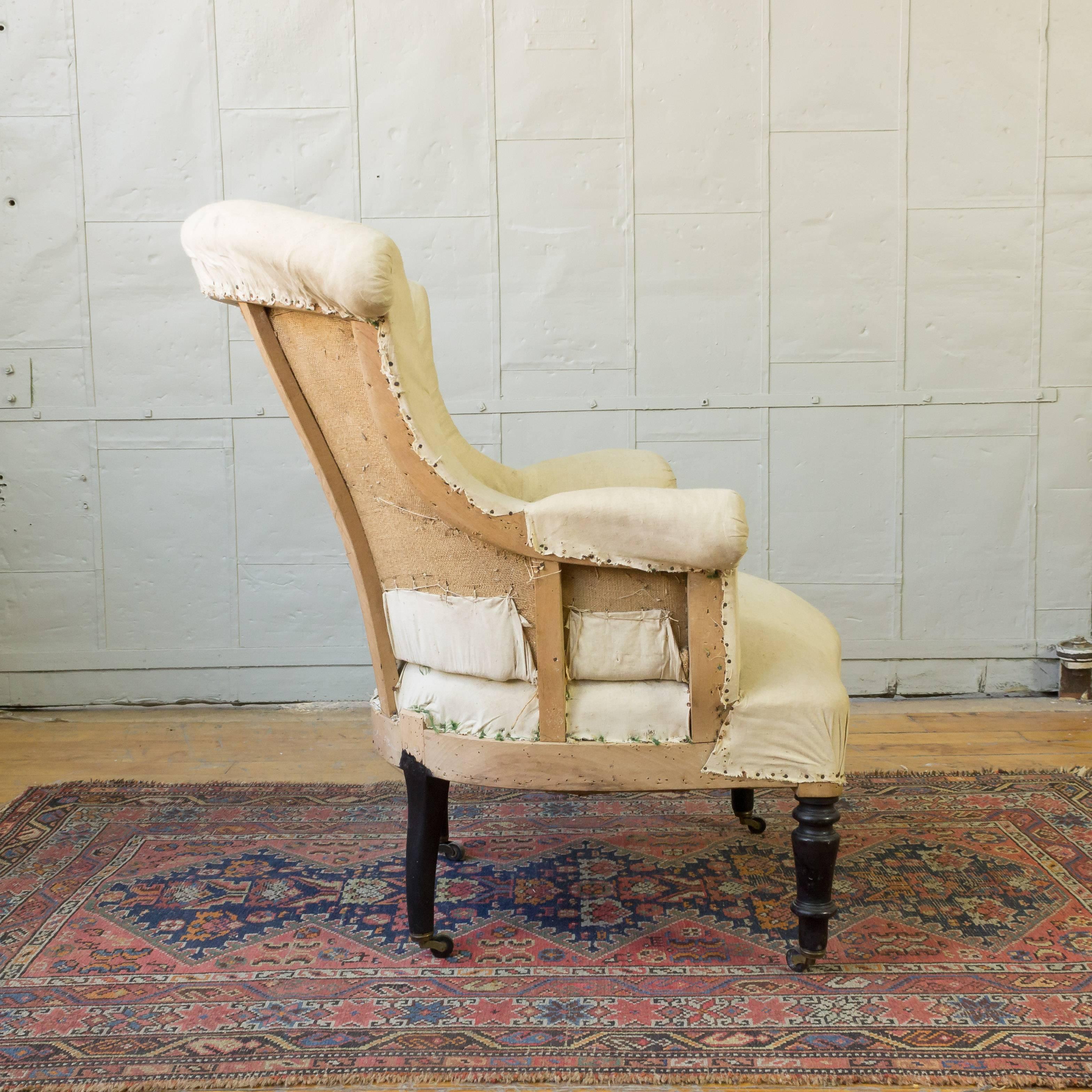 19th Century Pair of Scrolled Back, Napoleon III Armchairs In Good Condition In Buchanan, NY